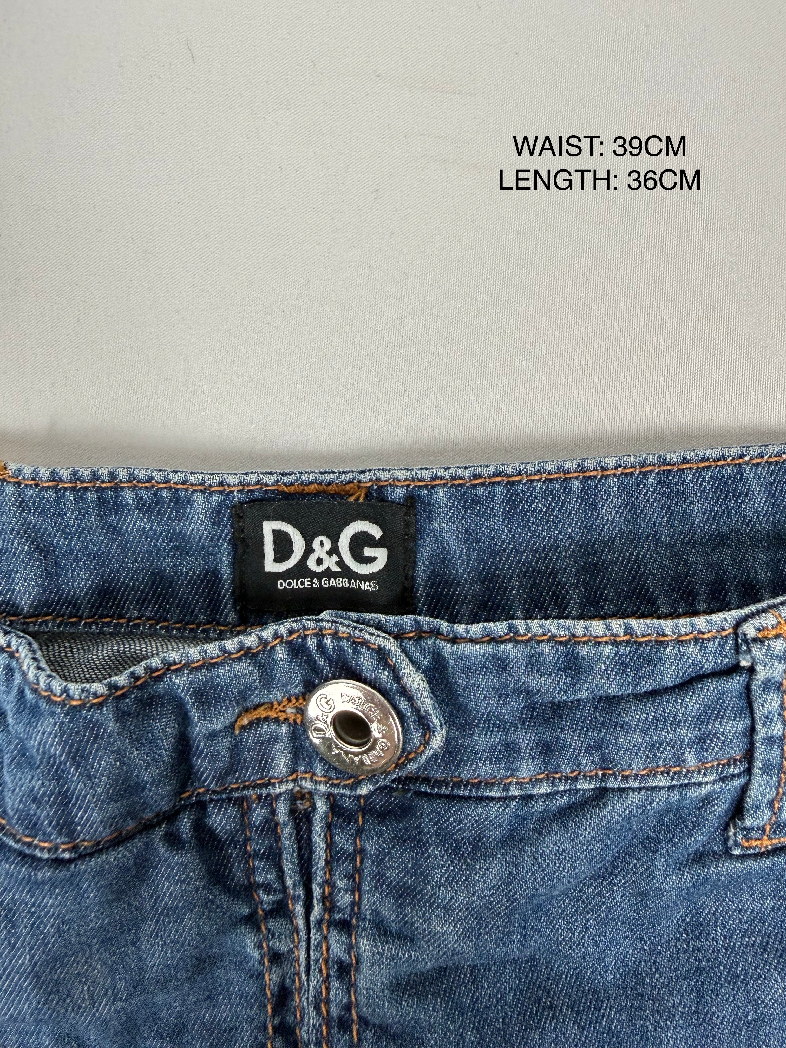 Blue denim low rise mini skirt (M)