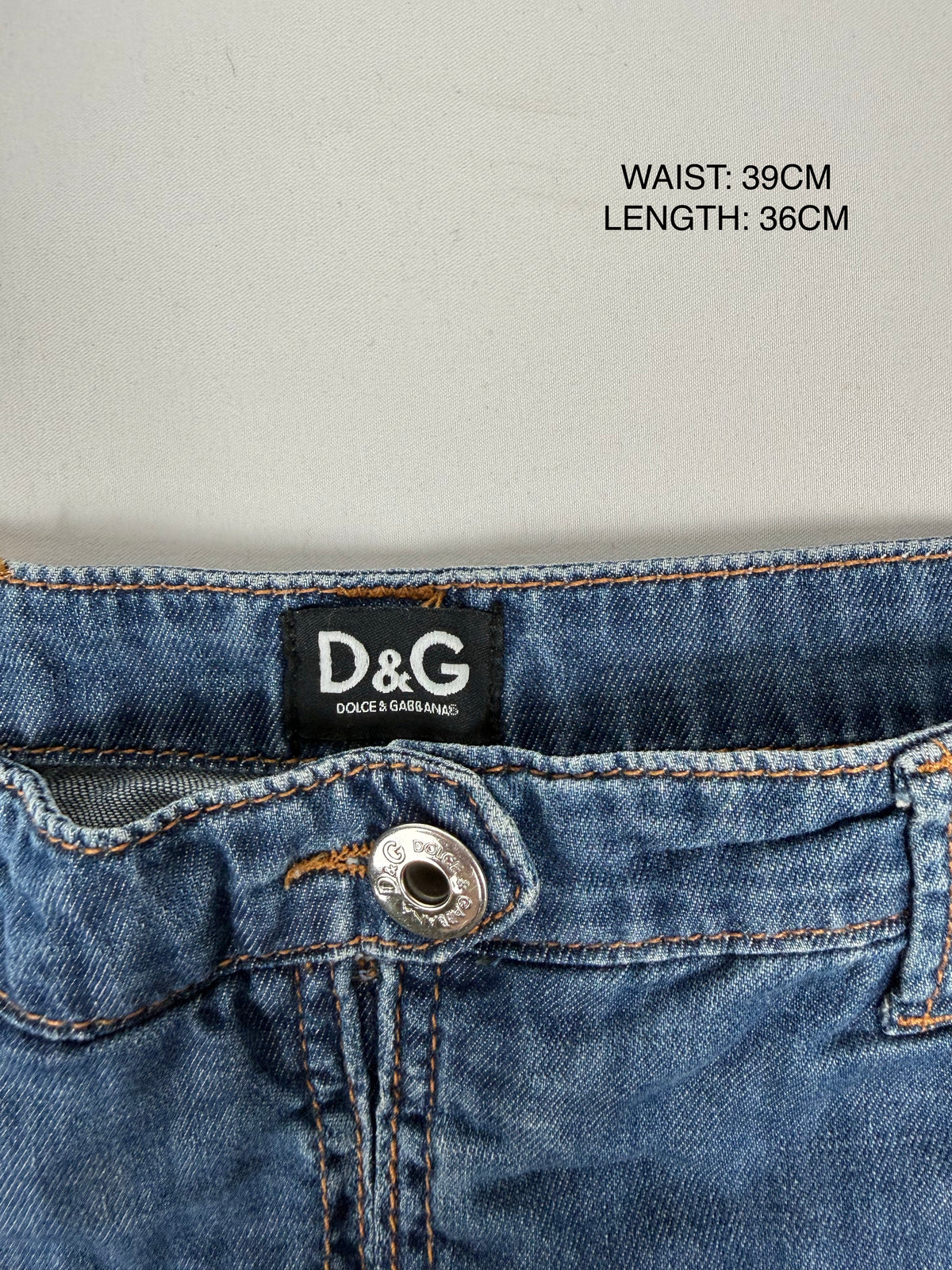 Blue denim low rise mini skirt (M)