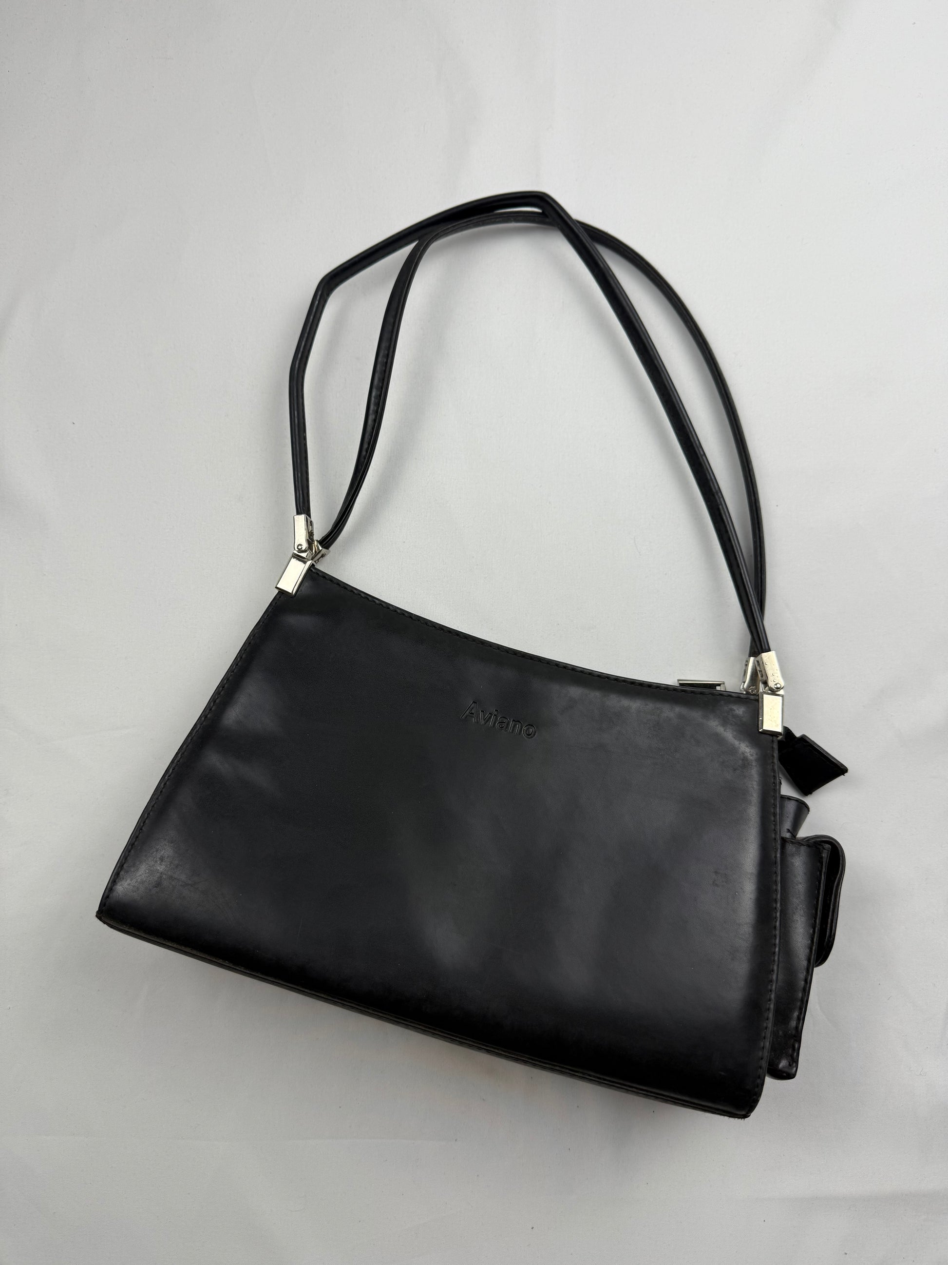 Black pvc leather shoulder bag (26x18cm)