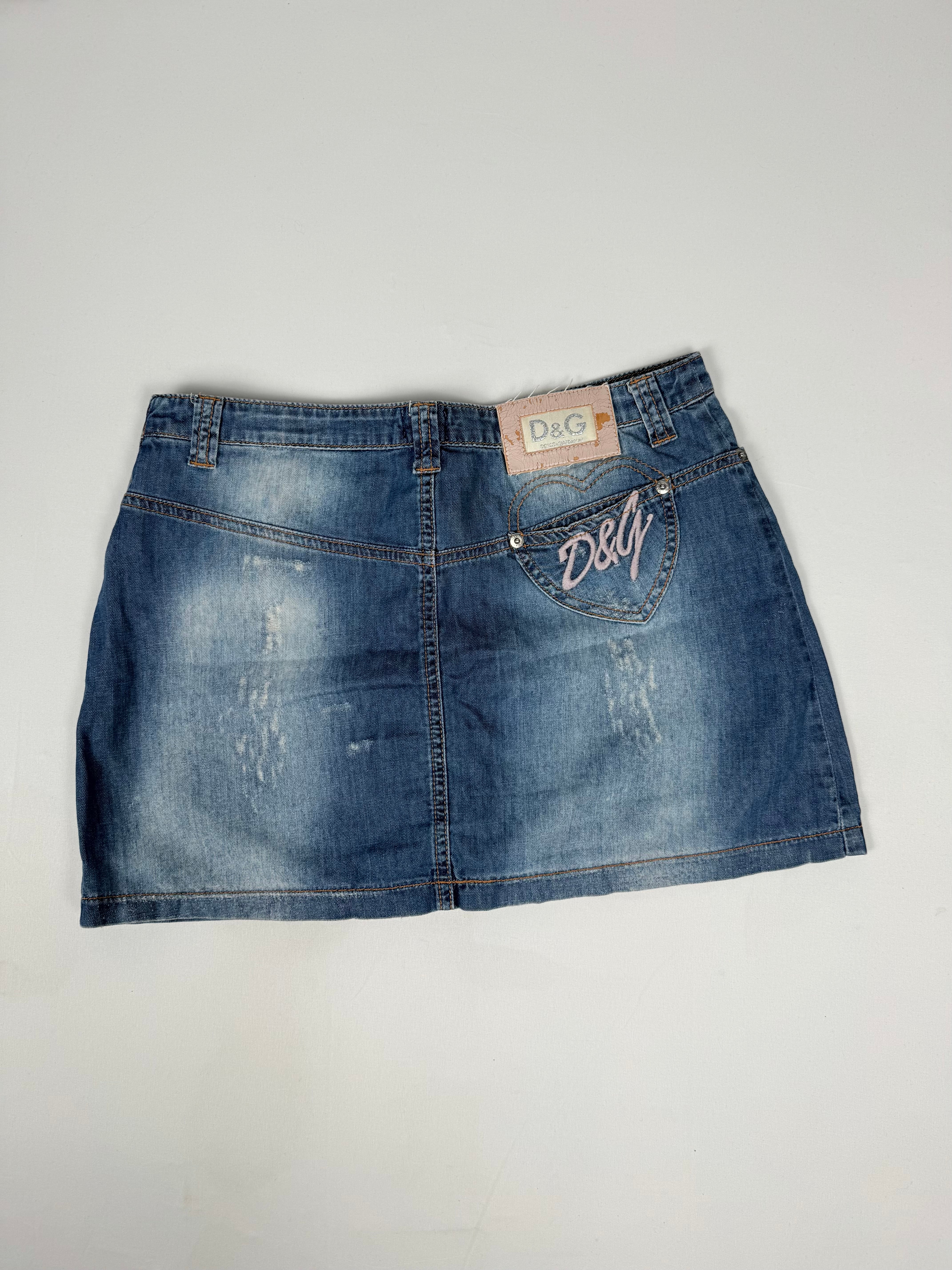 Blue denim low rise mini skirt (M)