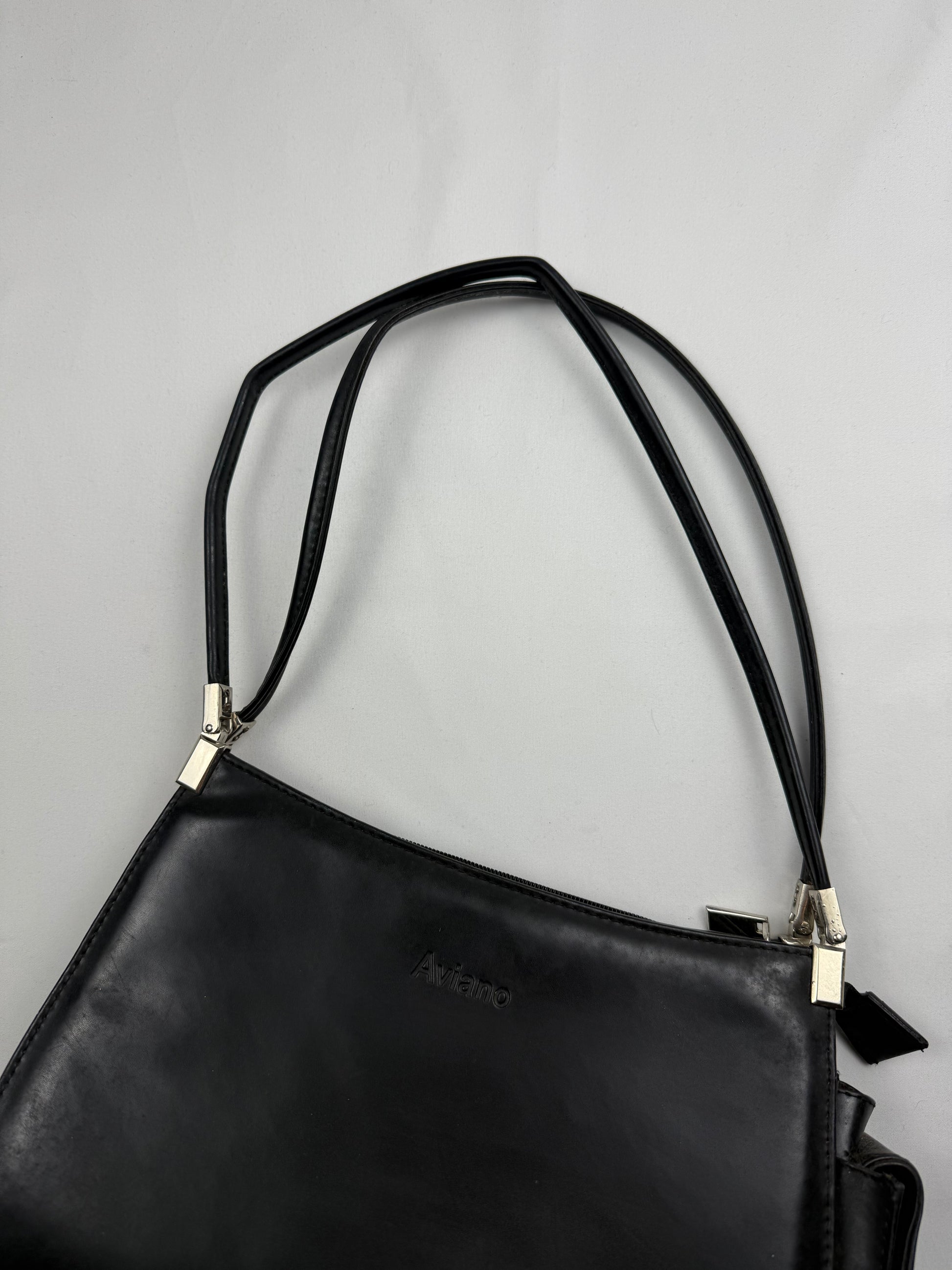 Black pvc leather shoulder bag (26x18cm)