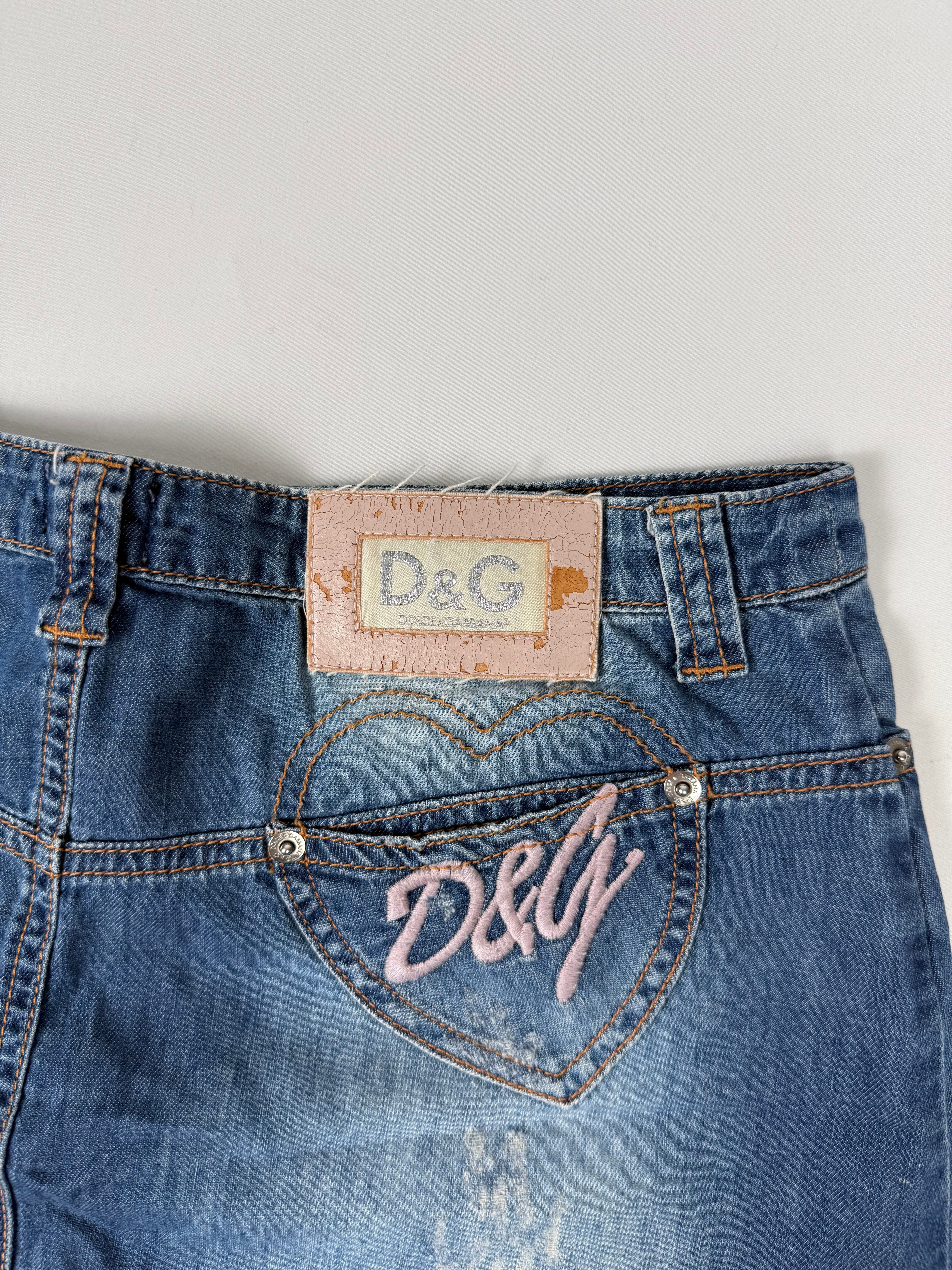 Blue denim low rise mini skirt (M)