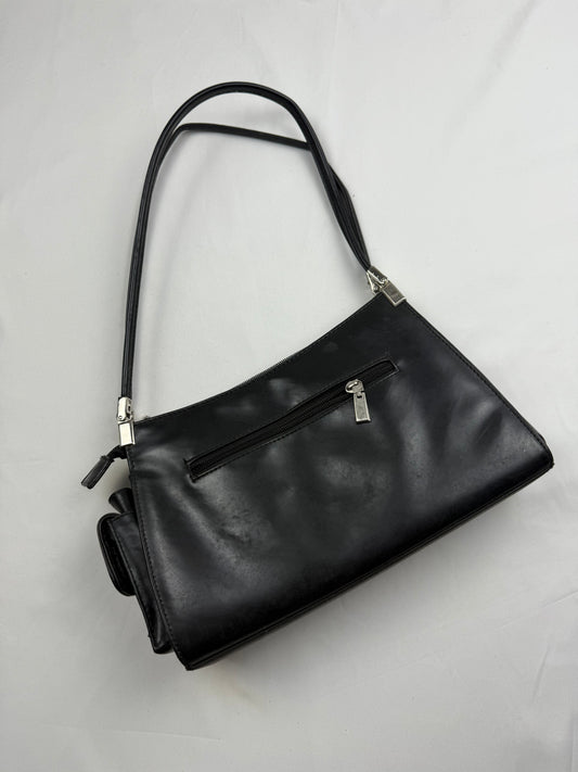 Black pvc leather shoulder bag (26x18cm)