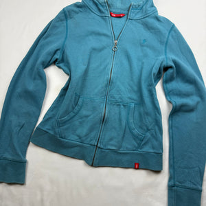 Blue zip up cotton hoodie (M)