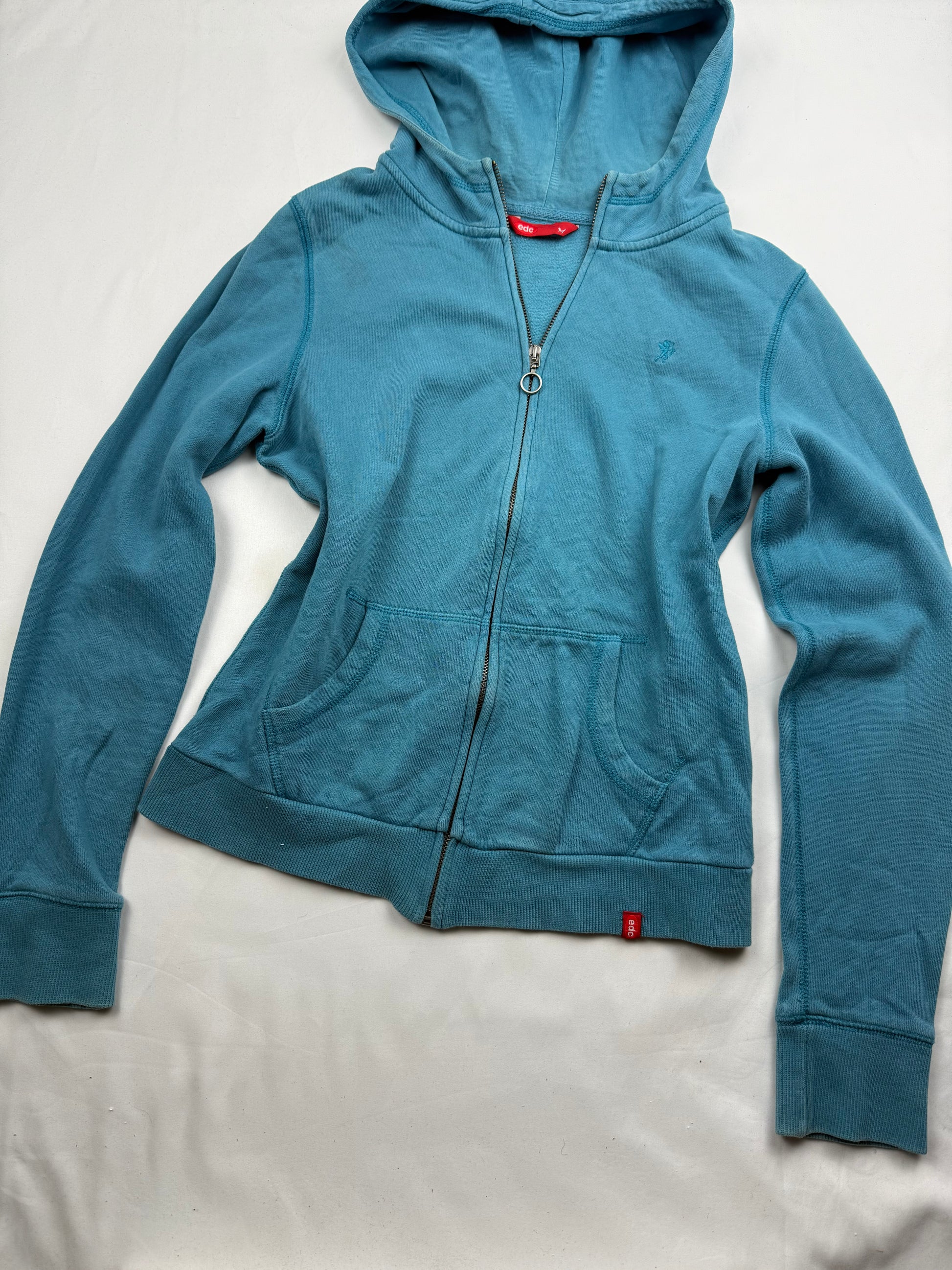 Blue zip up cotton hoodie (M)