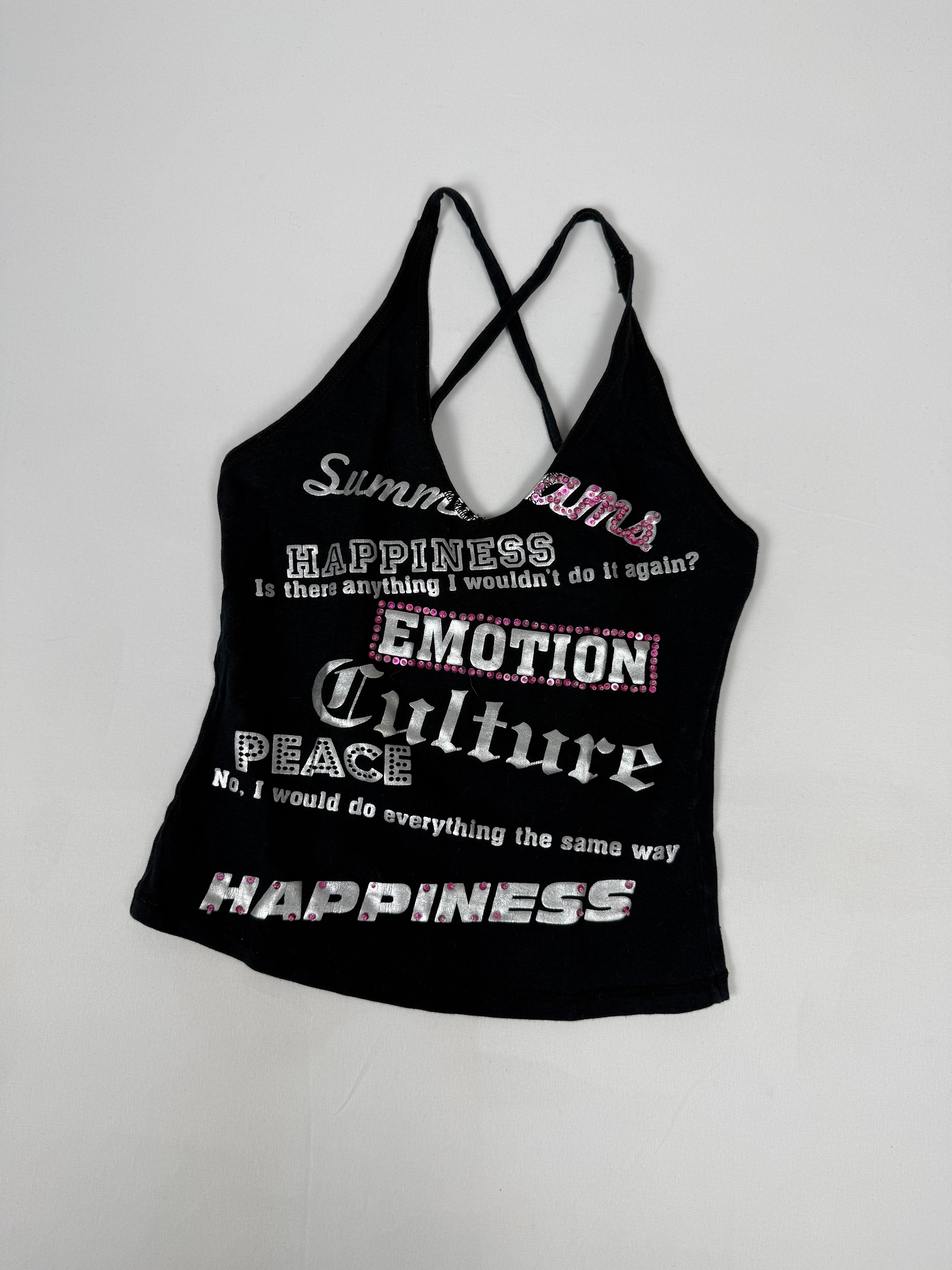 Black graphic backless top (XS)