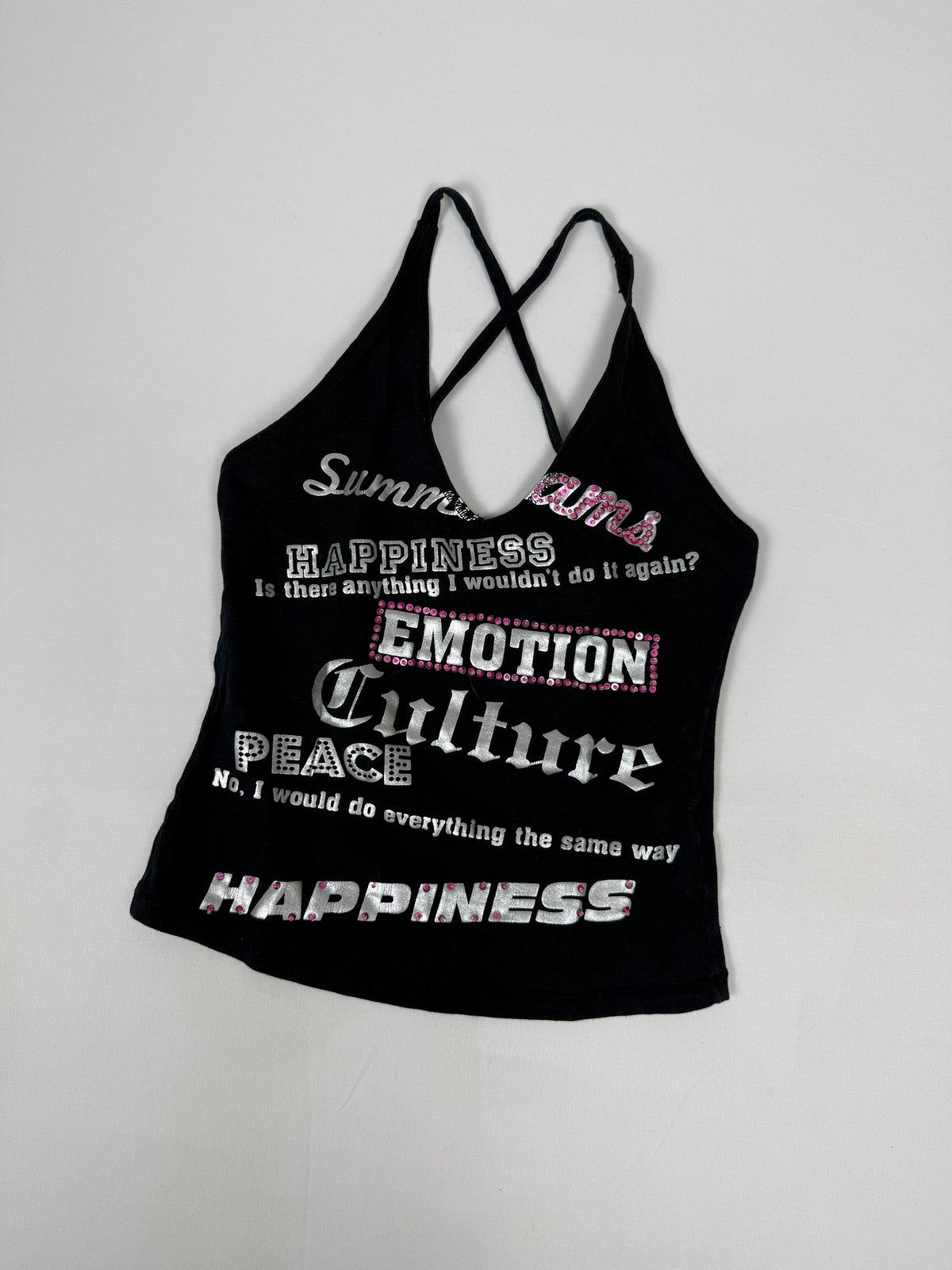 Black graphic backless top (XS)
