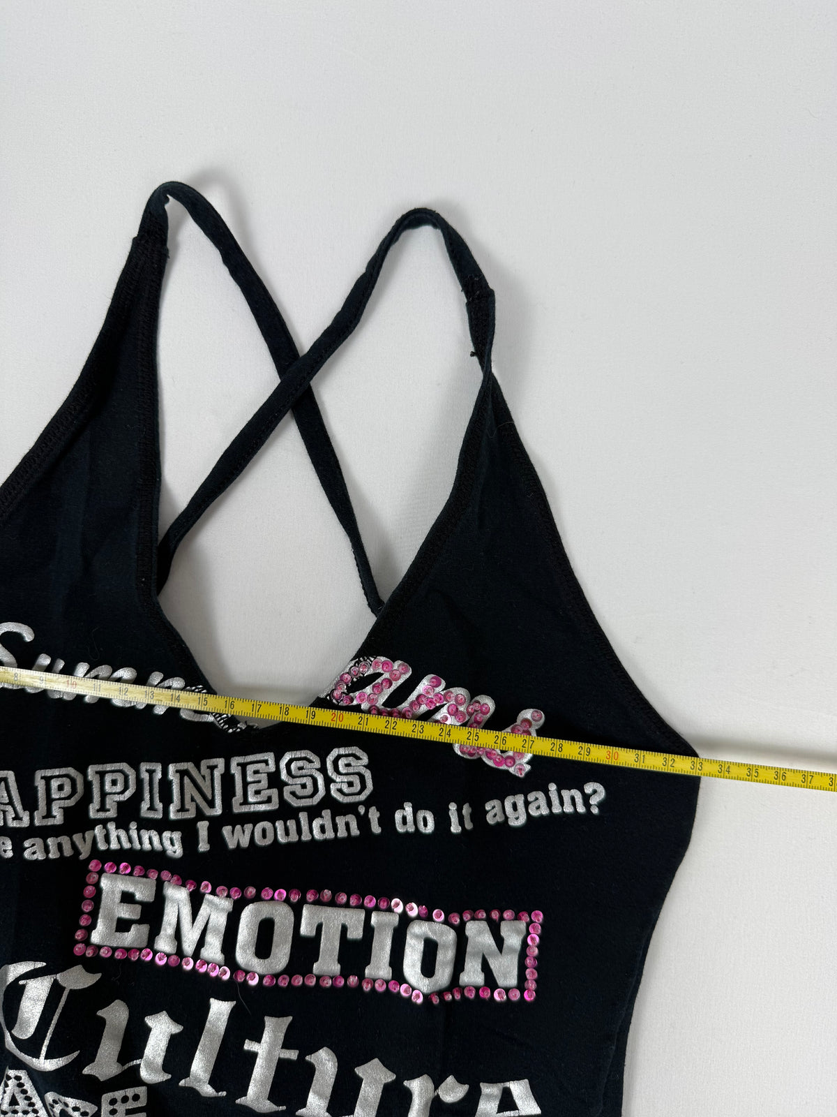 Black graphic backless top (XS)