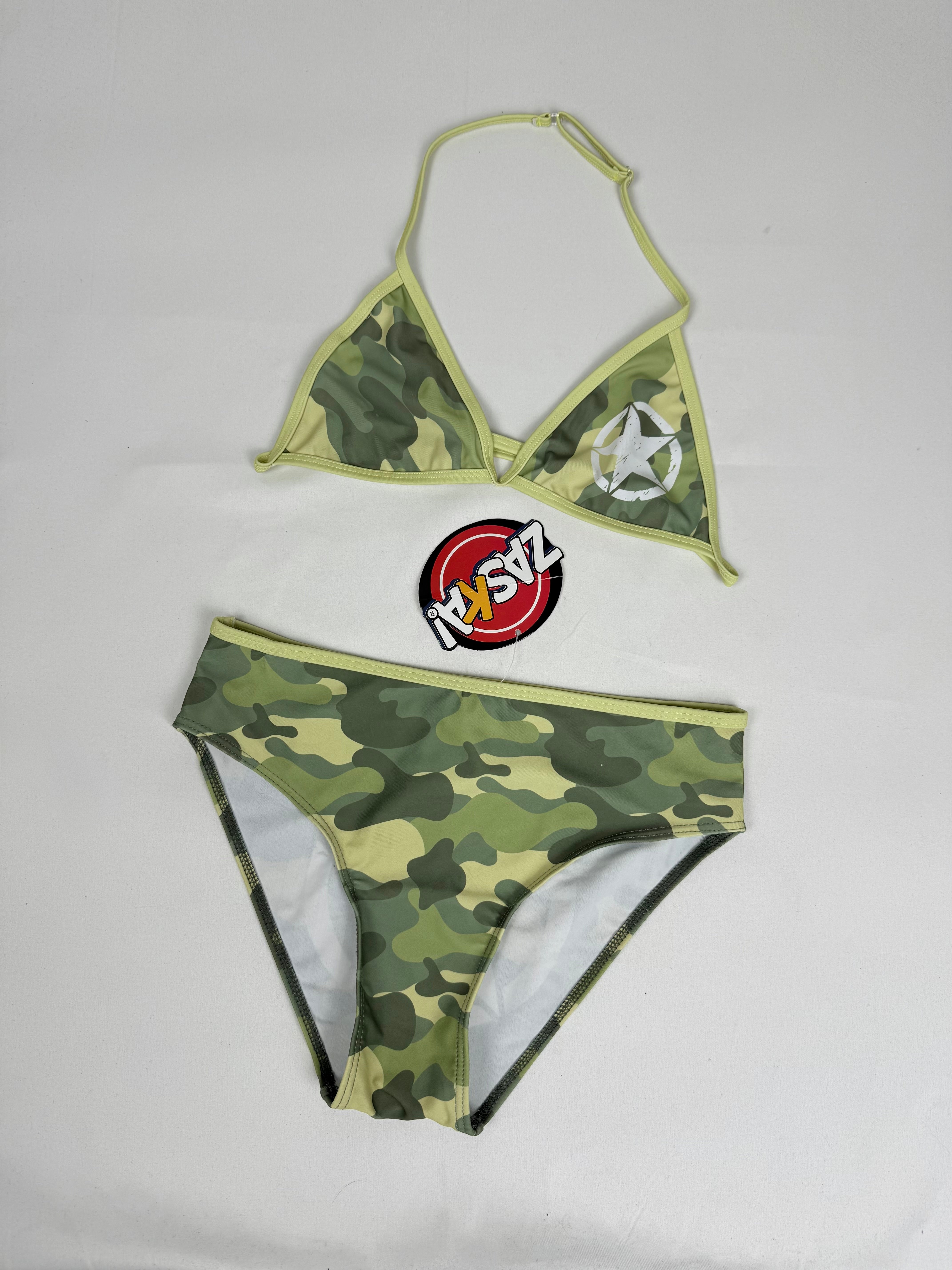 Khaki camo print brand new bikini set (XS)