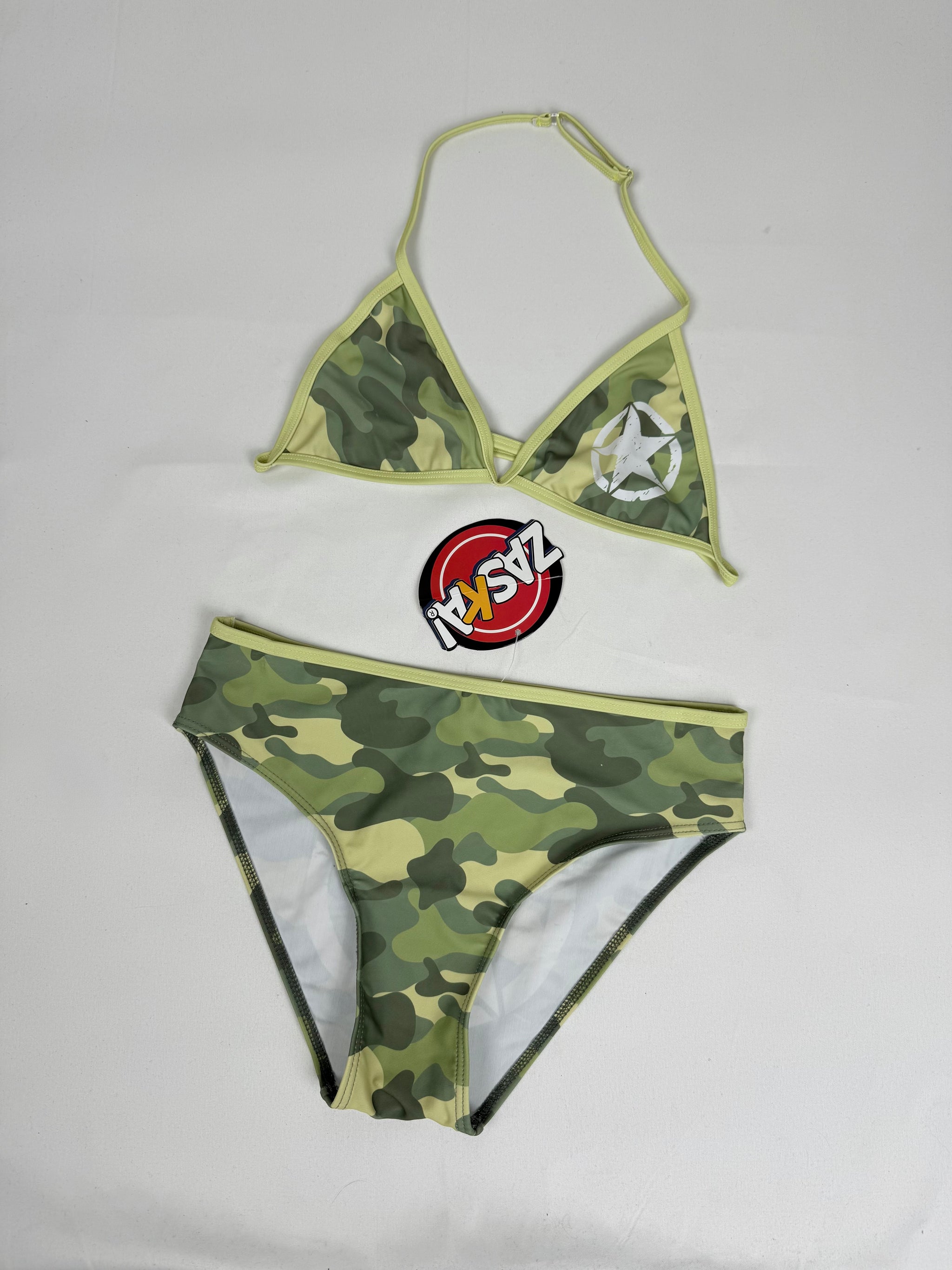 Khaki camo print brand new bikini set (XS)