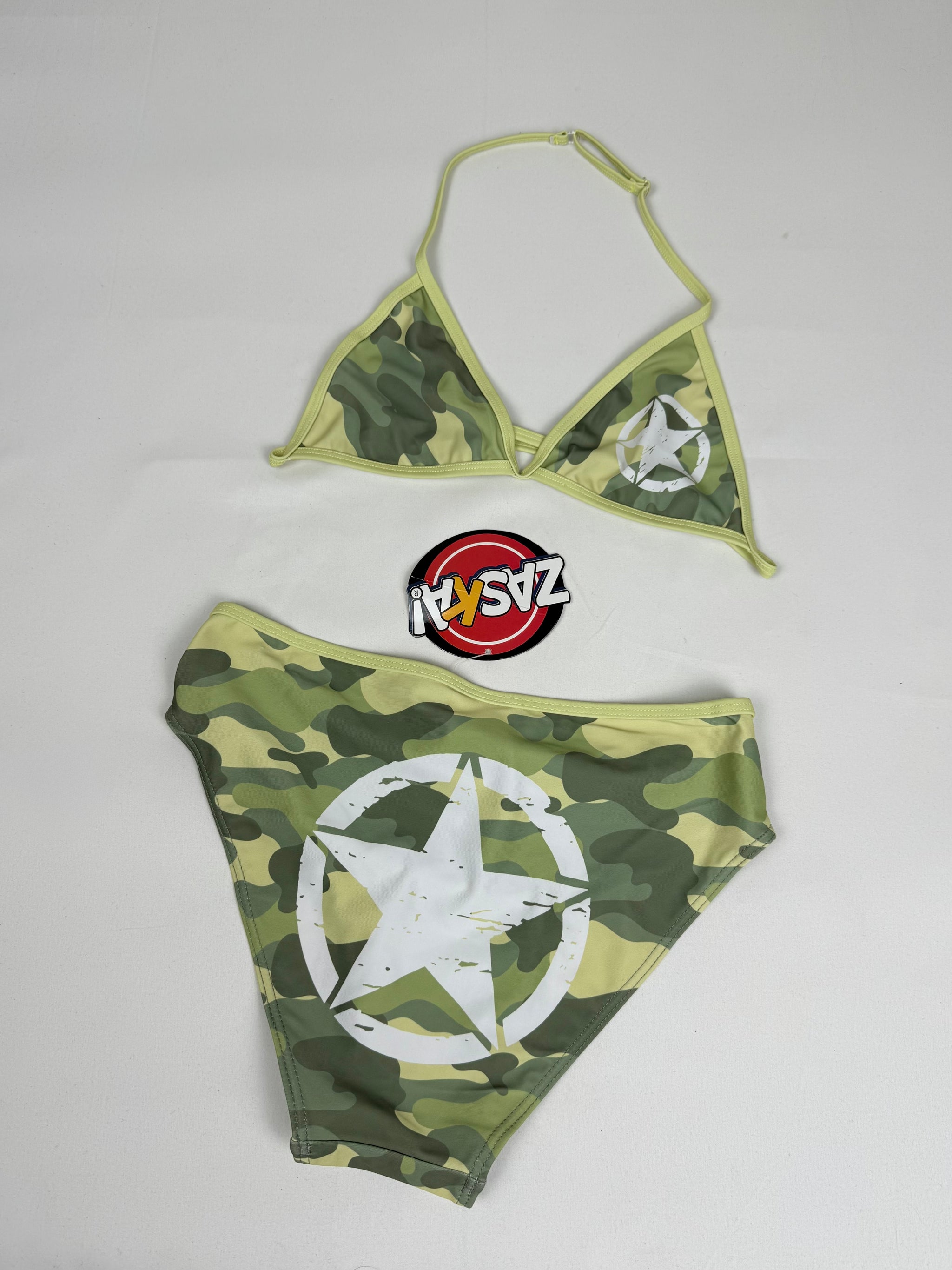 Khaki camo print brand new bikini set (XS)
