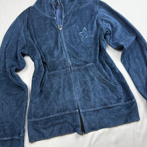 Blue velvet zip up sweatshirt (M)