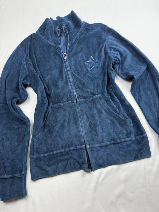 Blue velvet zip up sweatshirt (M)
