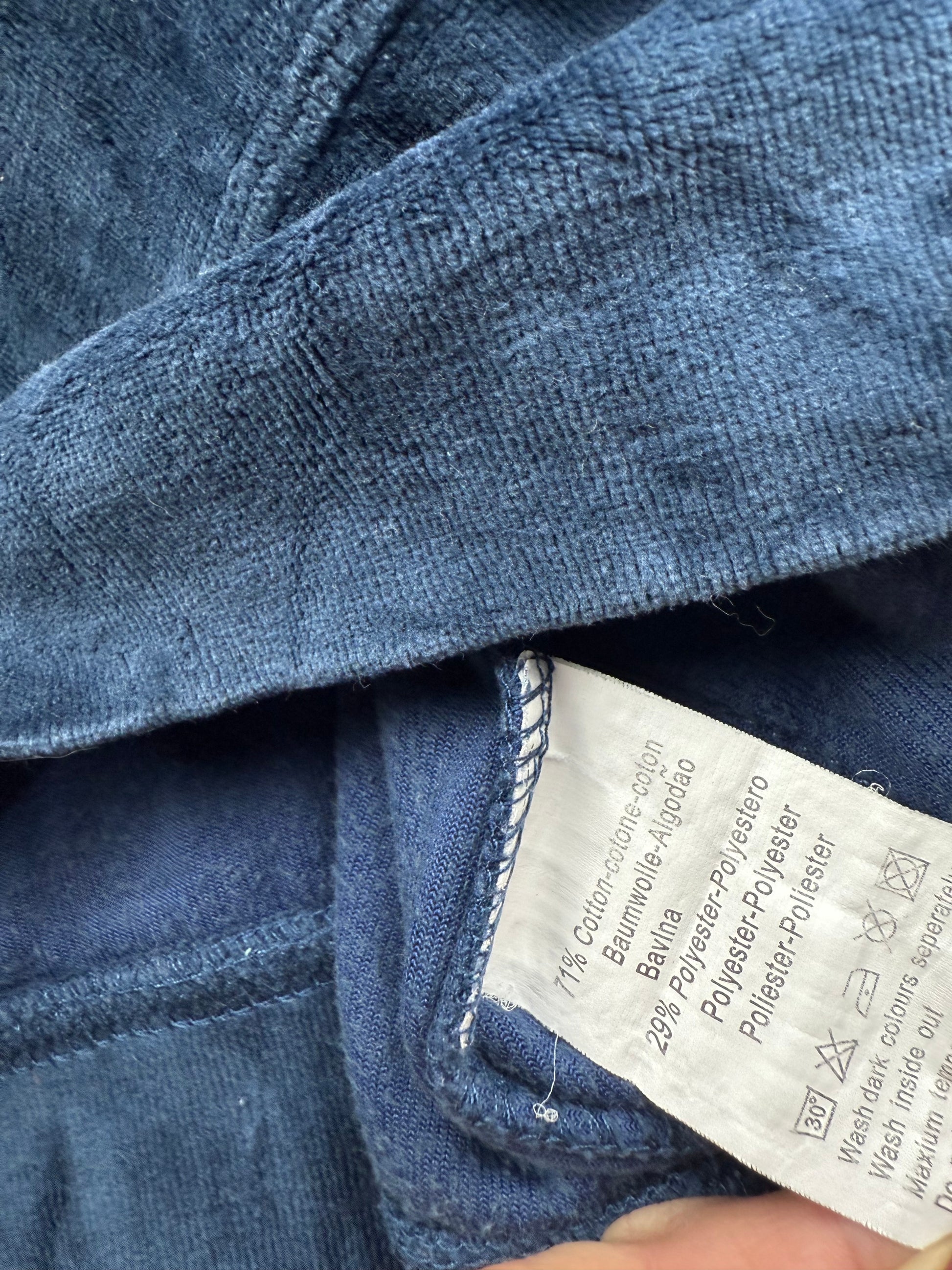 Blue velvet zip up sweatshirt (M)