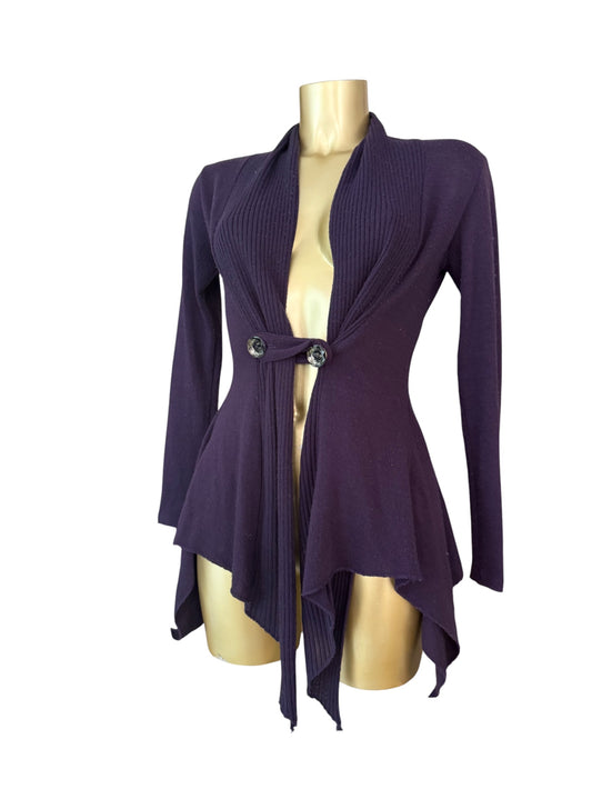 Purple asymmetric cardigan jumper (S/M)