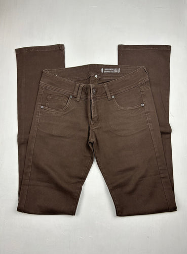 Brown low waist denim straight legs pants (S)