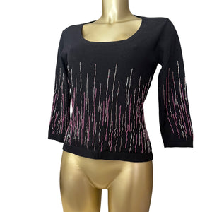 Black sequins 3/4 long sleeves top (S/M)