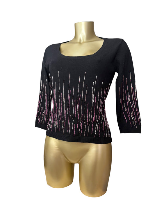 Black sequins 3/4 long sleeves top (S/M)