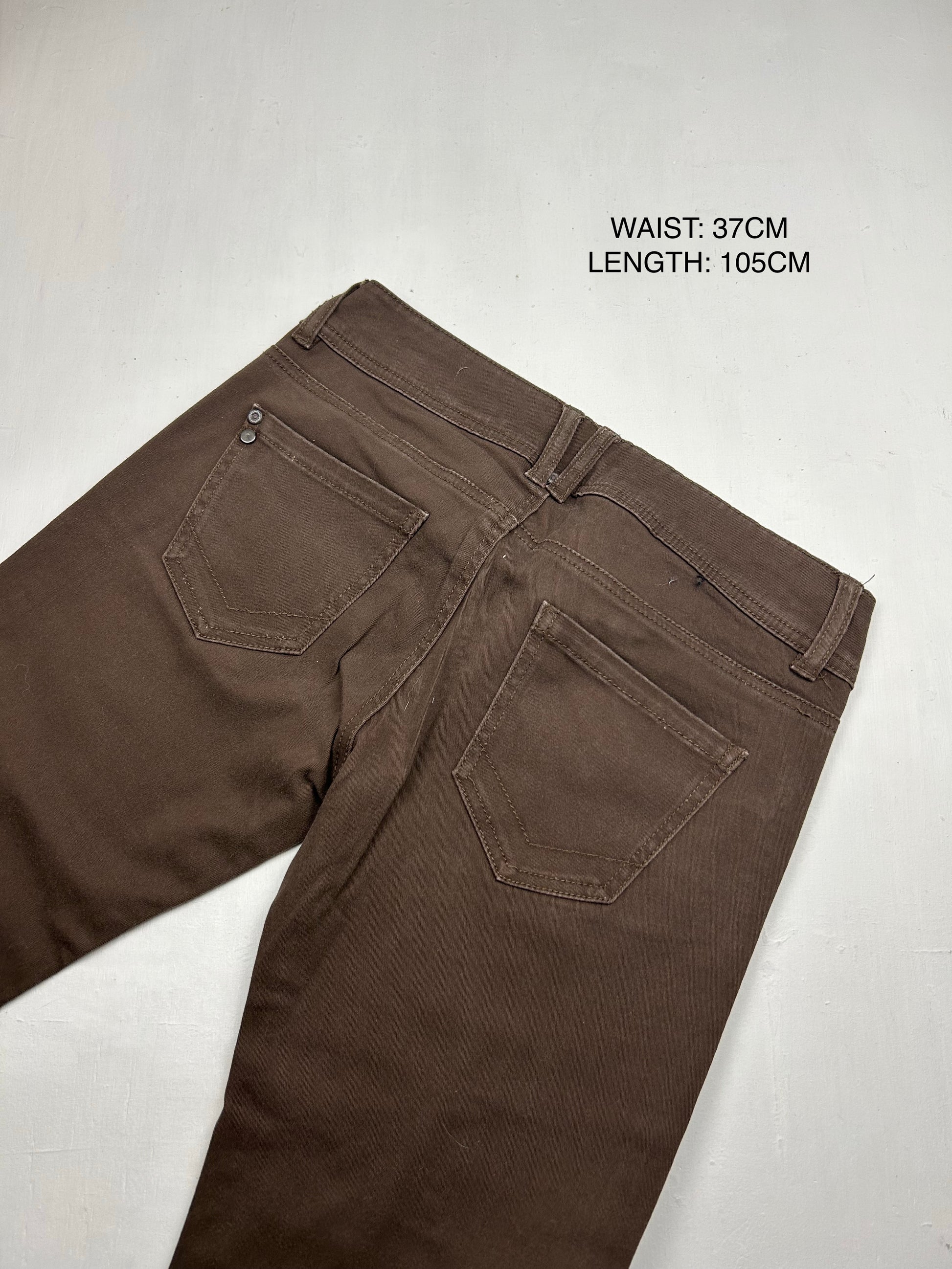 Brown low waist denim straight legs pants (S)