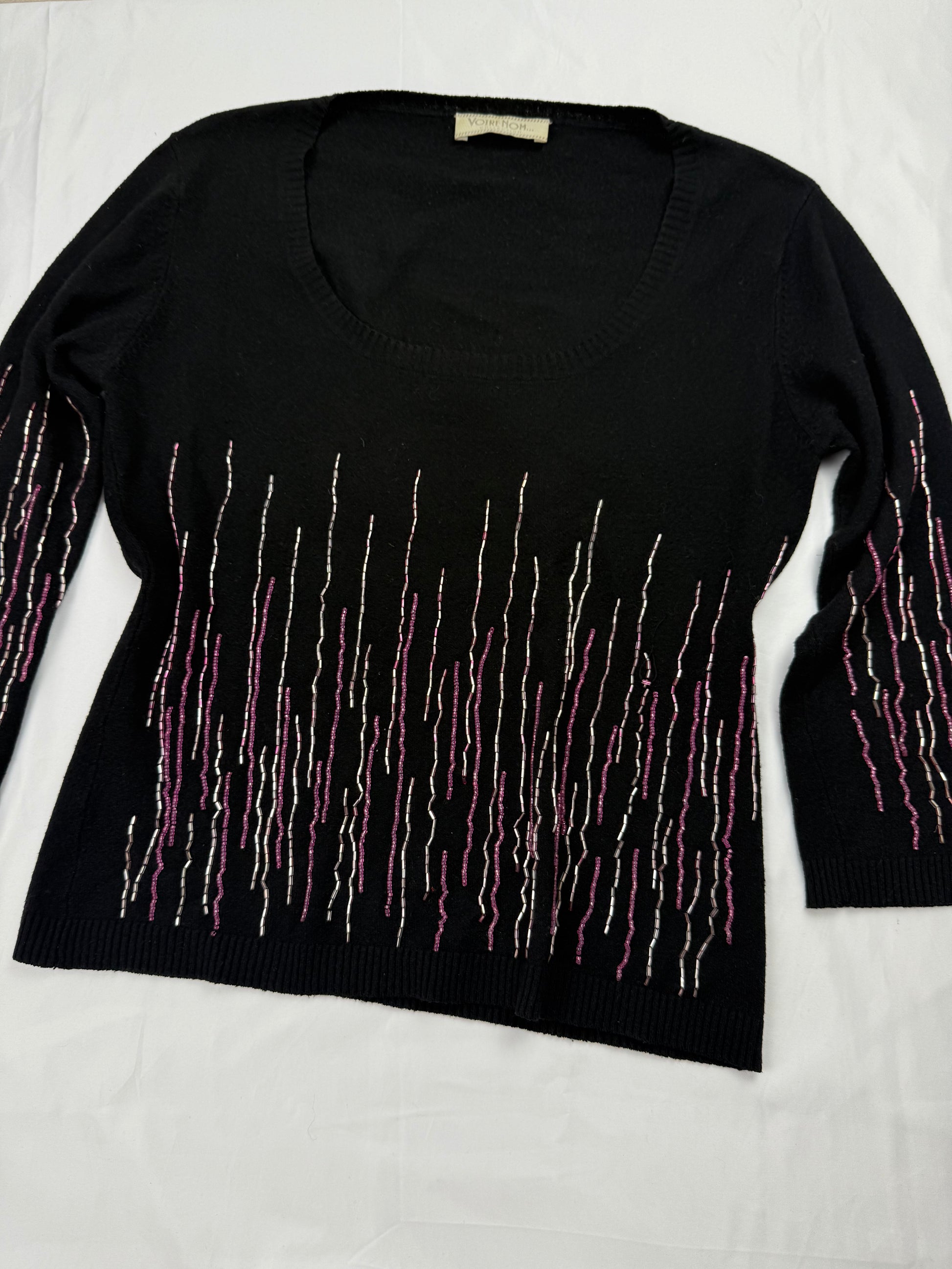 Black sequins 3/4 long sleeves top (S/M)