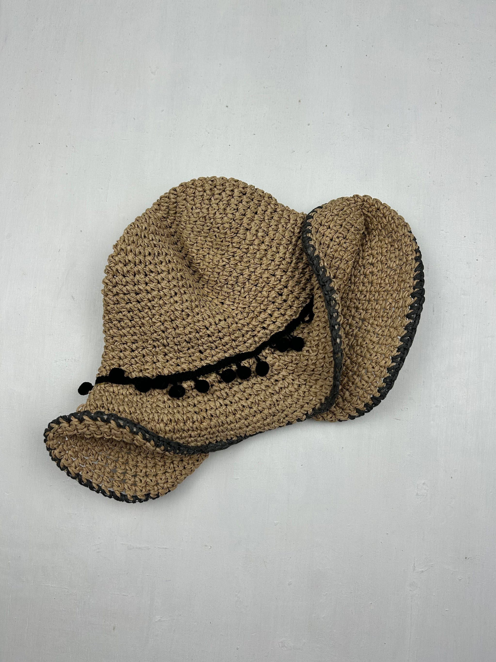 Beige summer straw hat