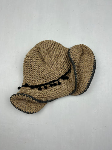 Beige summer straw hat