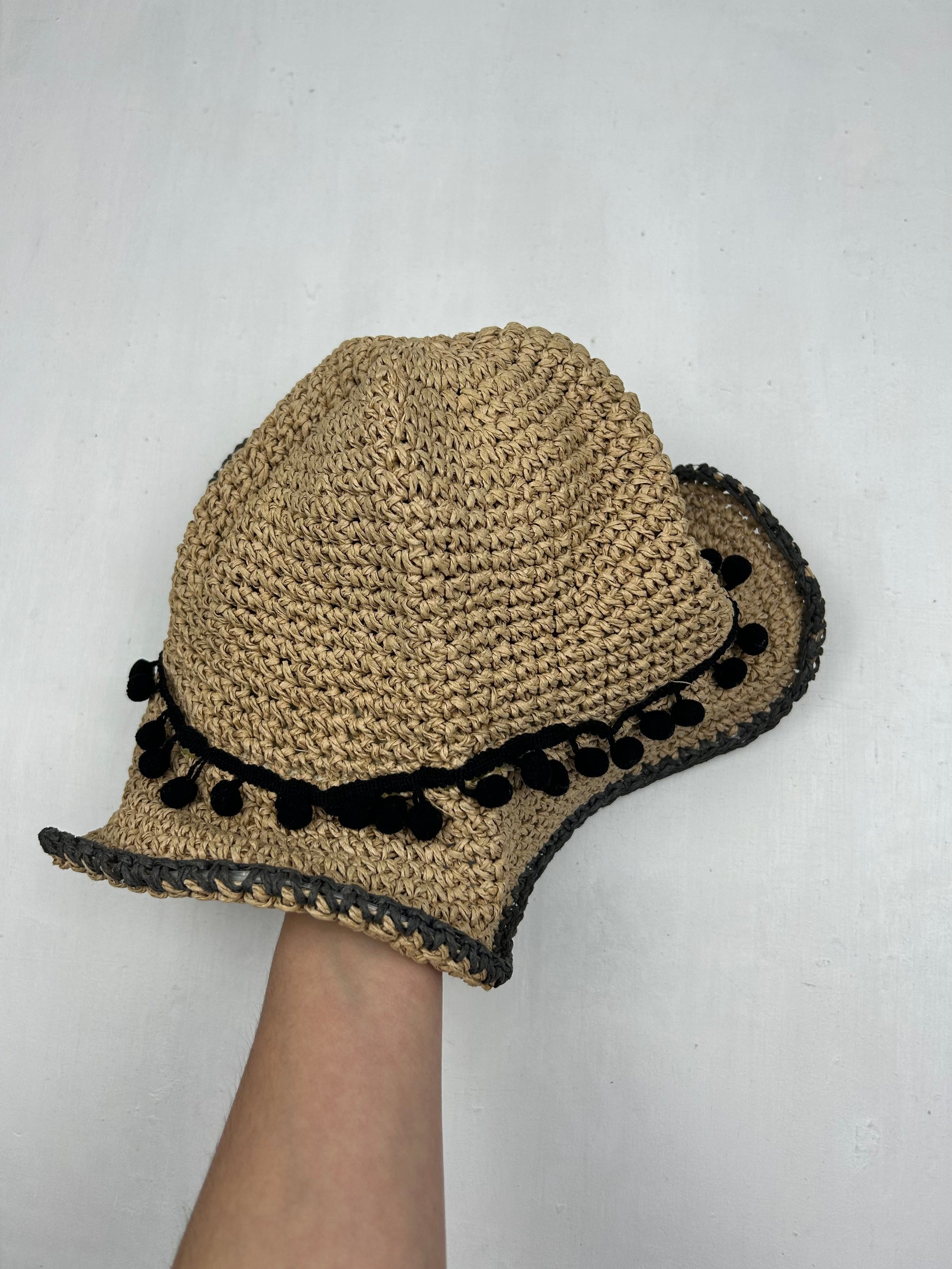 Beige summer straw hat