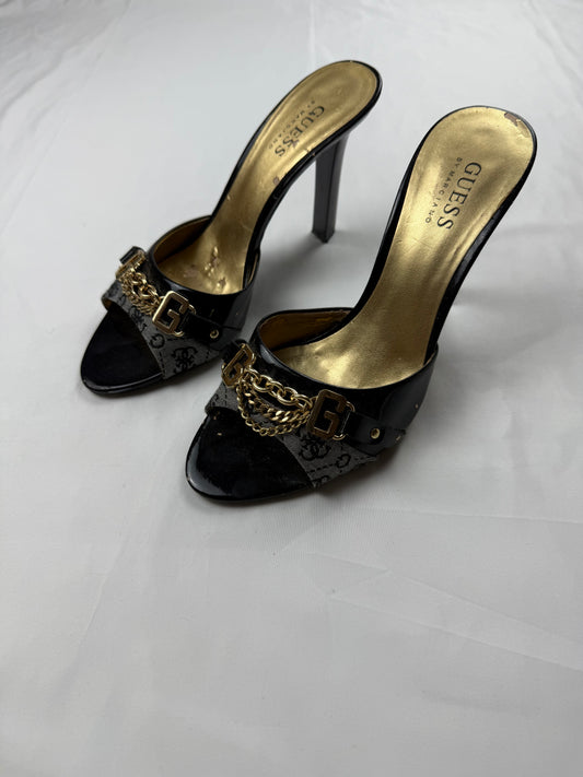 Black kitten heels charms mules (38)