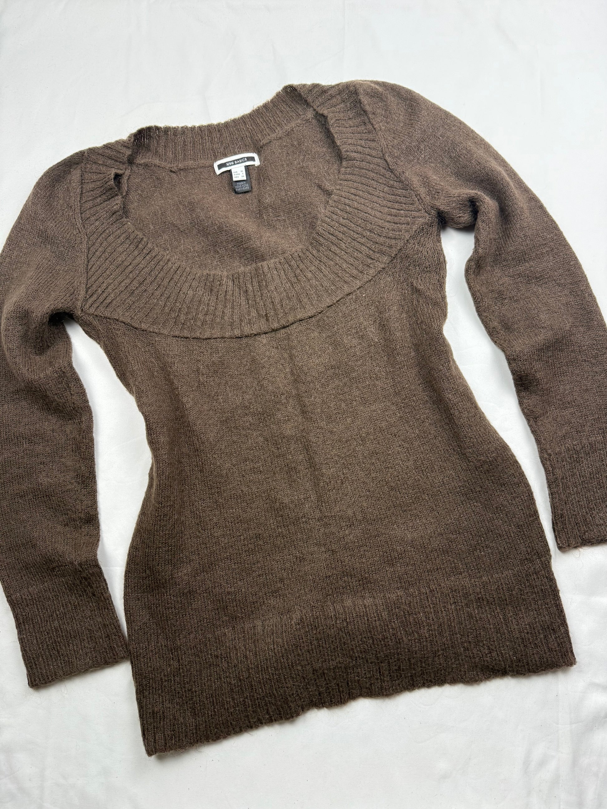 Brown super soft tight fit square neck jumper (XL)