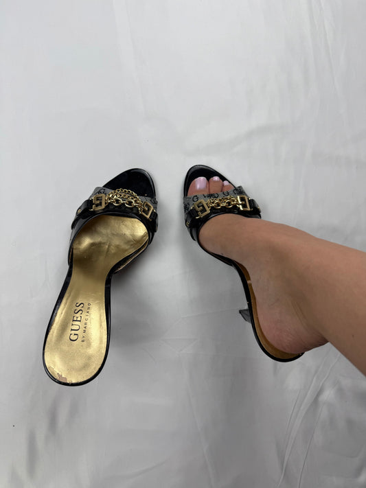 Black kitten heels charms mules (38)