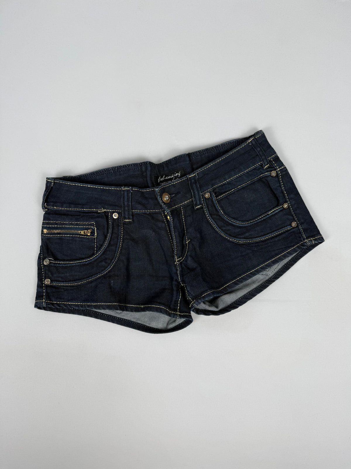 Navy denim low rise mini short (S)