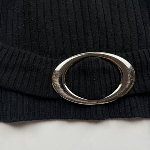 Black buckle belt ribbed jumper (M)