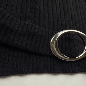 Black buckle belt ribbed jumper (M)