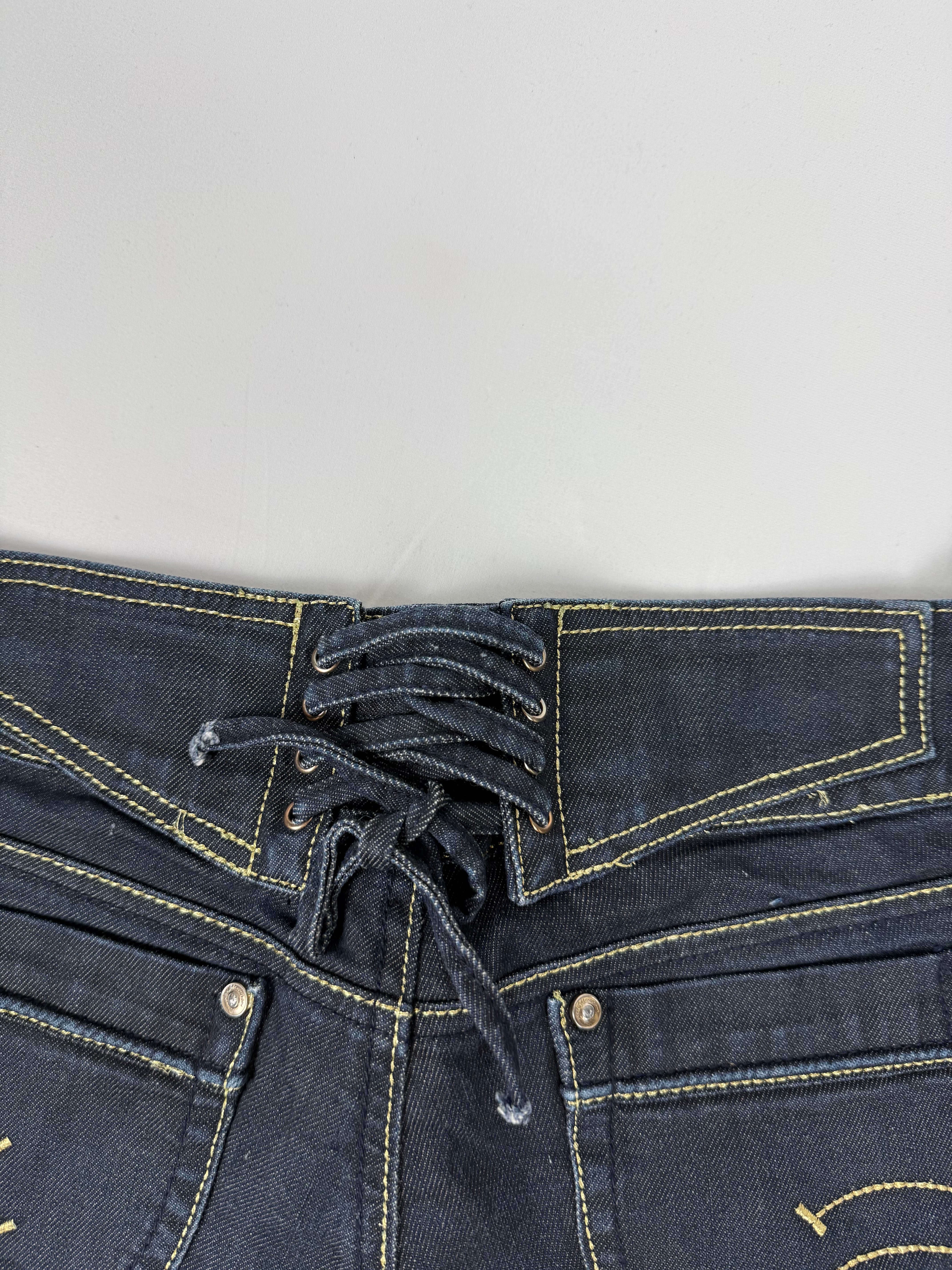 Navy denim low rise mini short (S)
