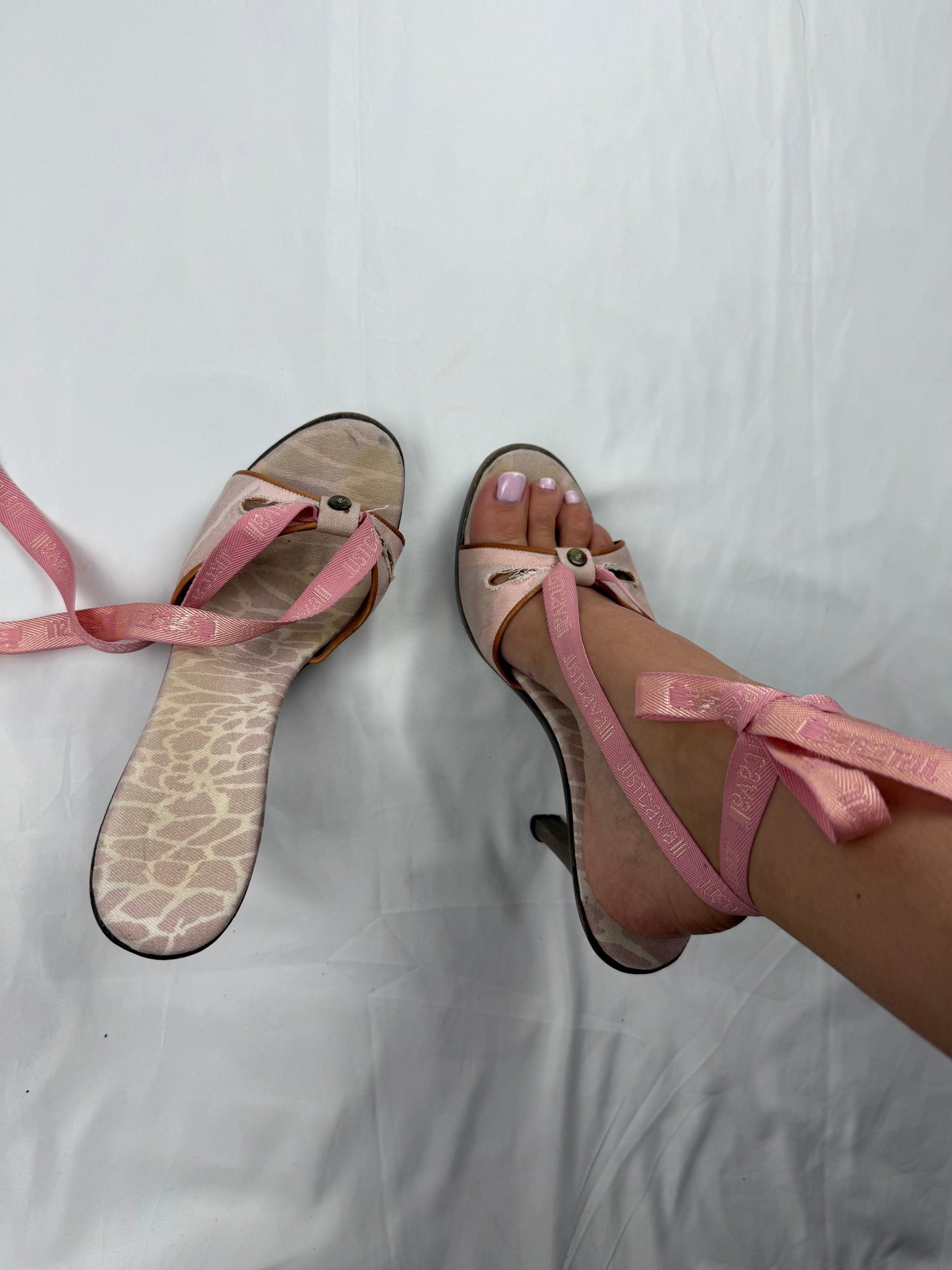 Pink tie up bow clogs mules heels (39)