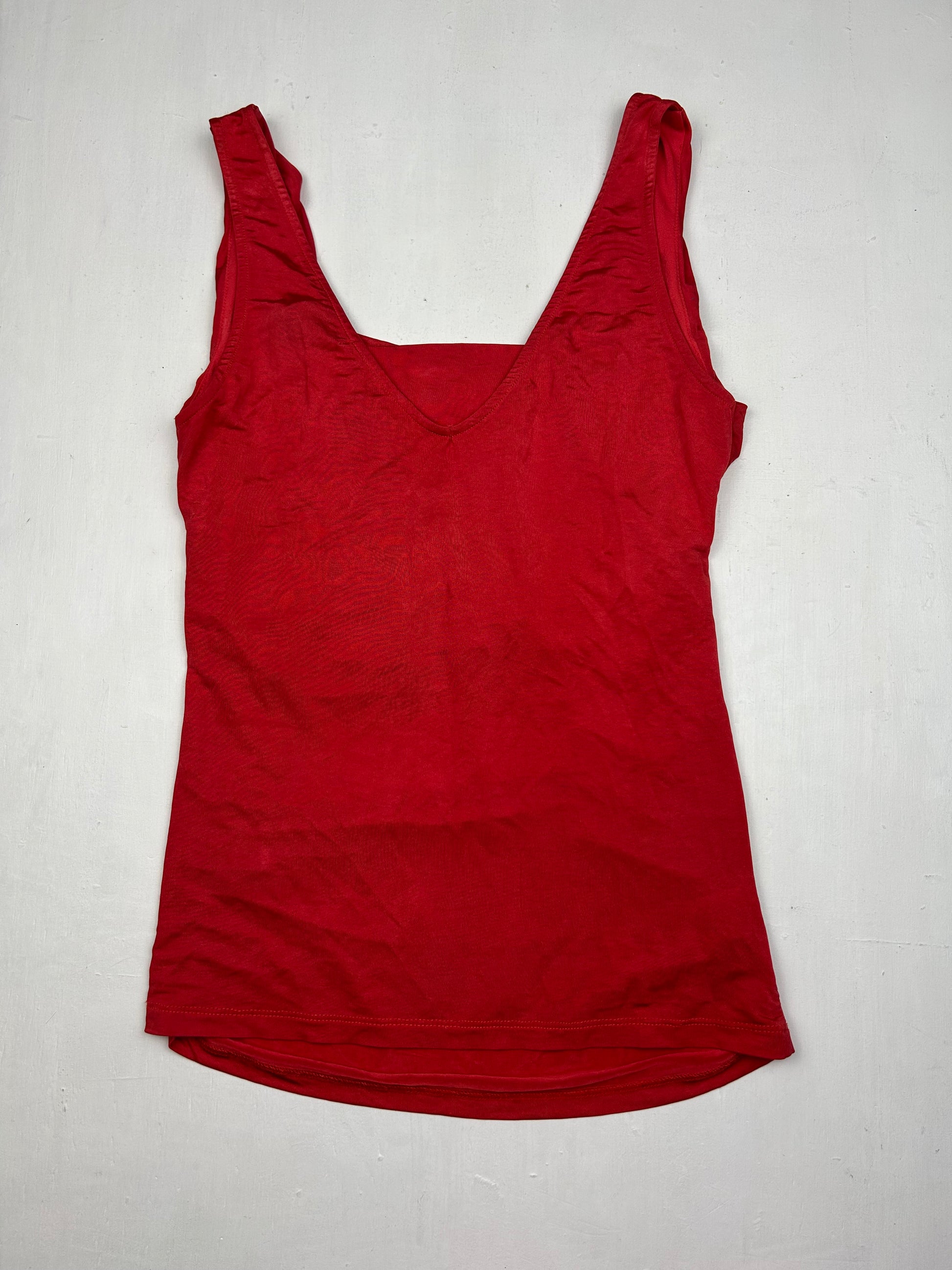 Red ruched lycra top (S/M)