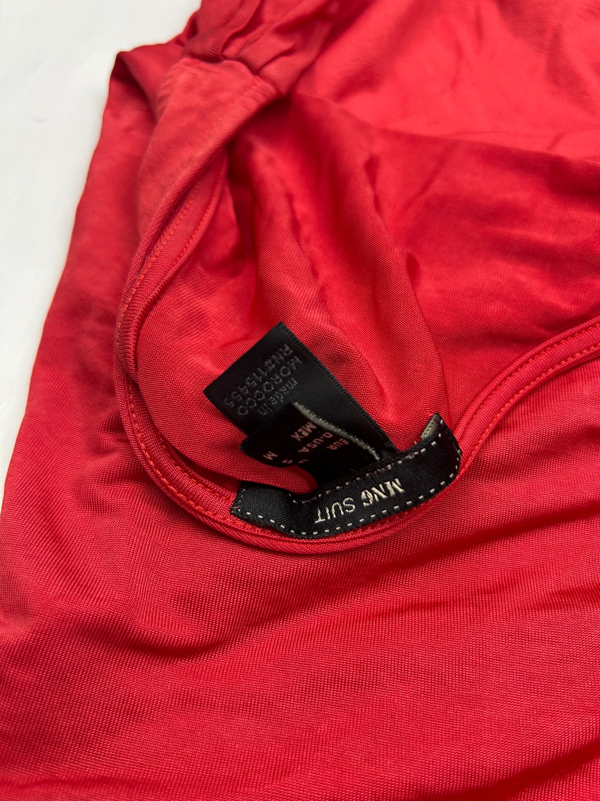 Red ruched lycra top (S/M)