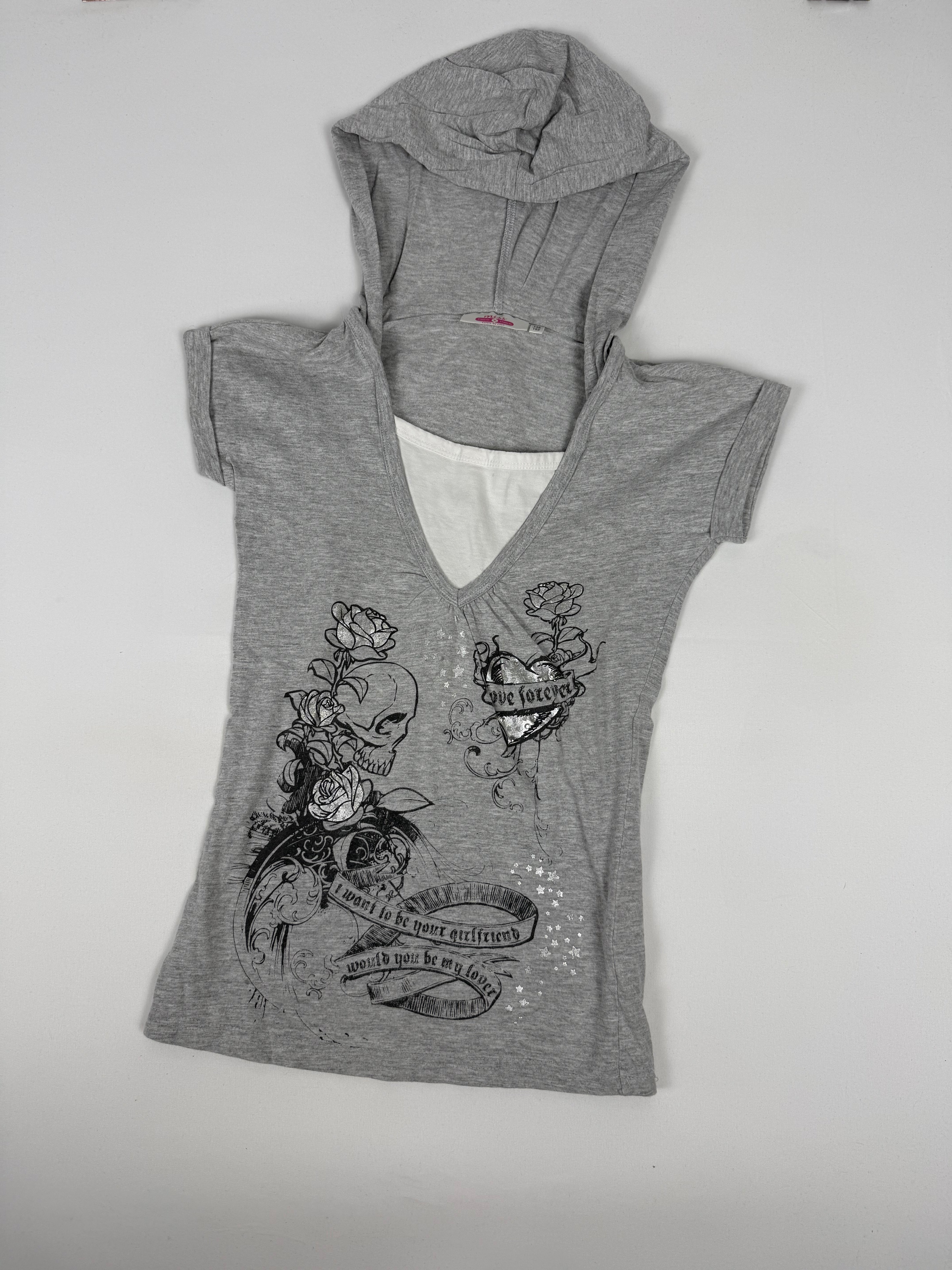 Grey hooded cotton tee (S)