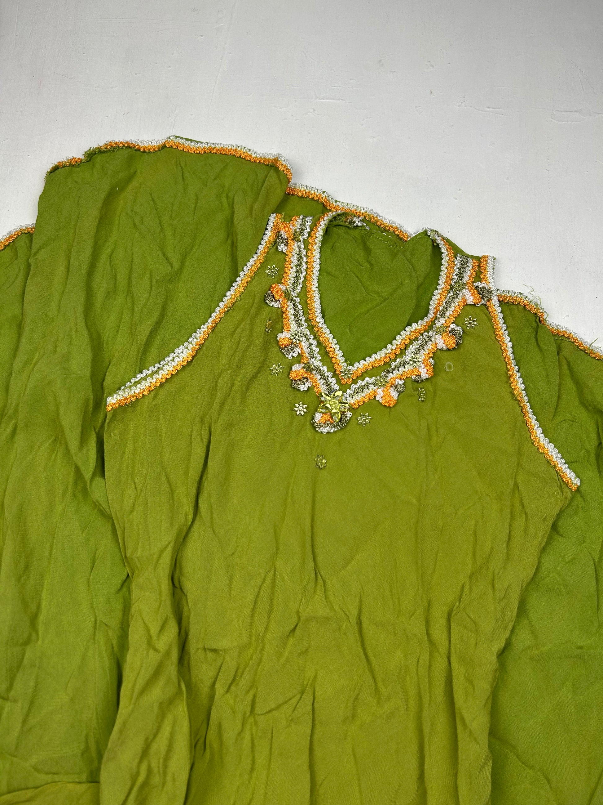 Green embroidered summer maxi dress (S/M)
