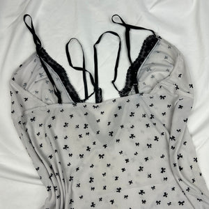 White tie up babydoll cami top (L)