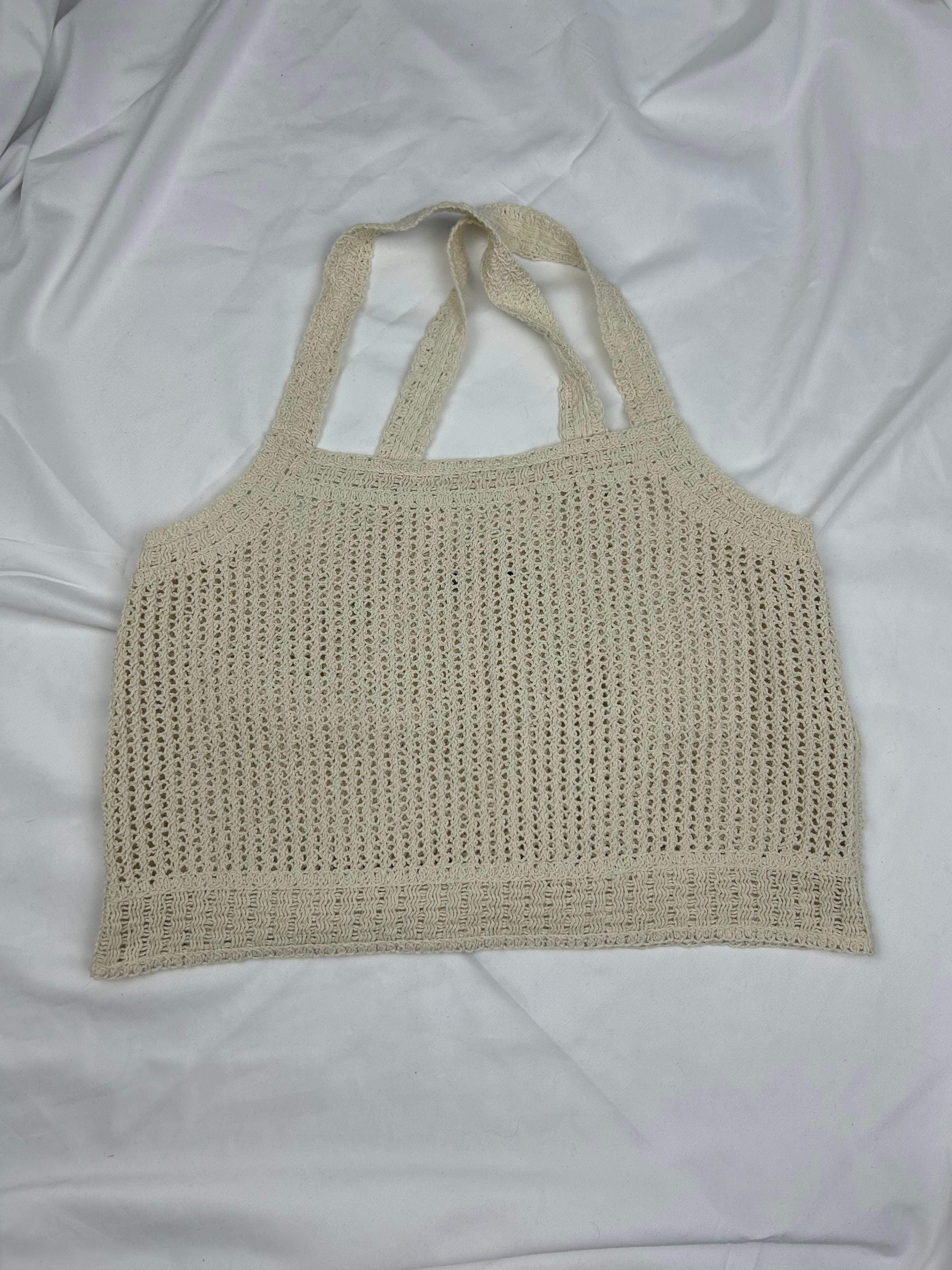 Cream knitted crochet top (S/M)