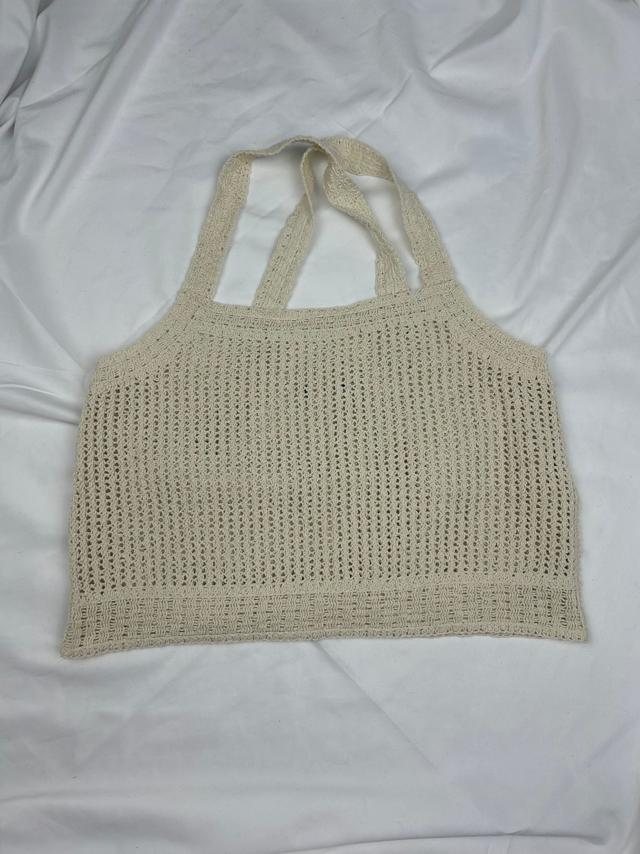 Cream knitted crochet top (S/M)