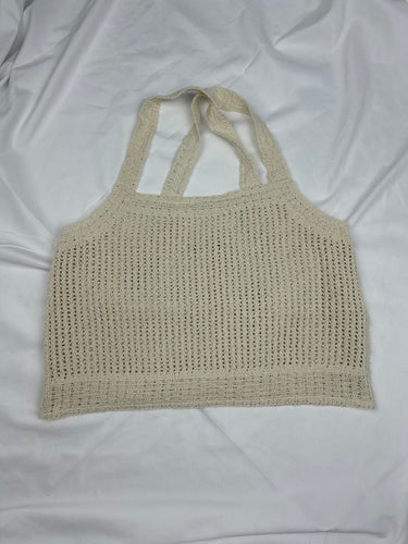 Cream knitted crochet top (S/M)