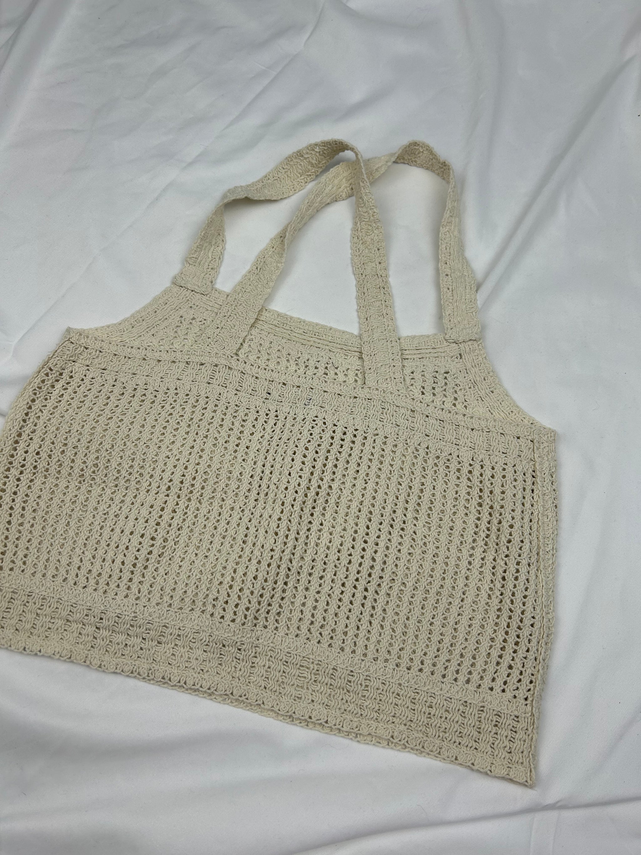 Cream knitted crochet top (S/M)