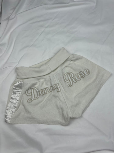 White low rise velvet mini short (XS/S)