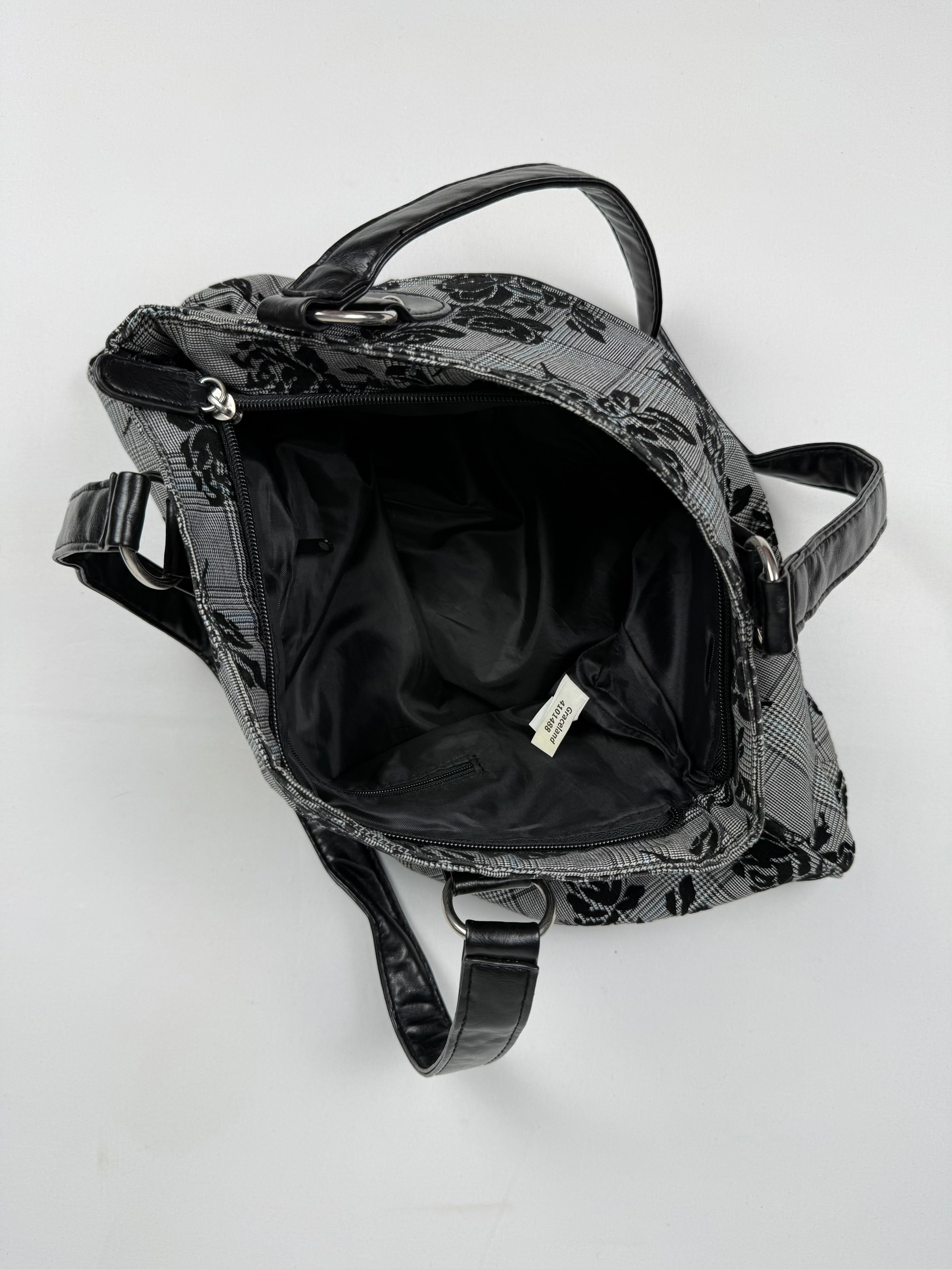 Grey check print shoulder bag (33x38cm)