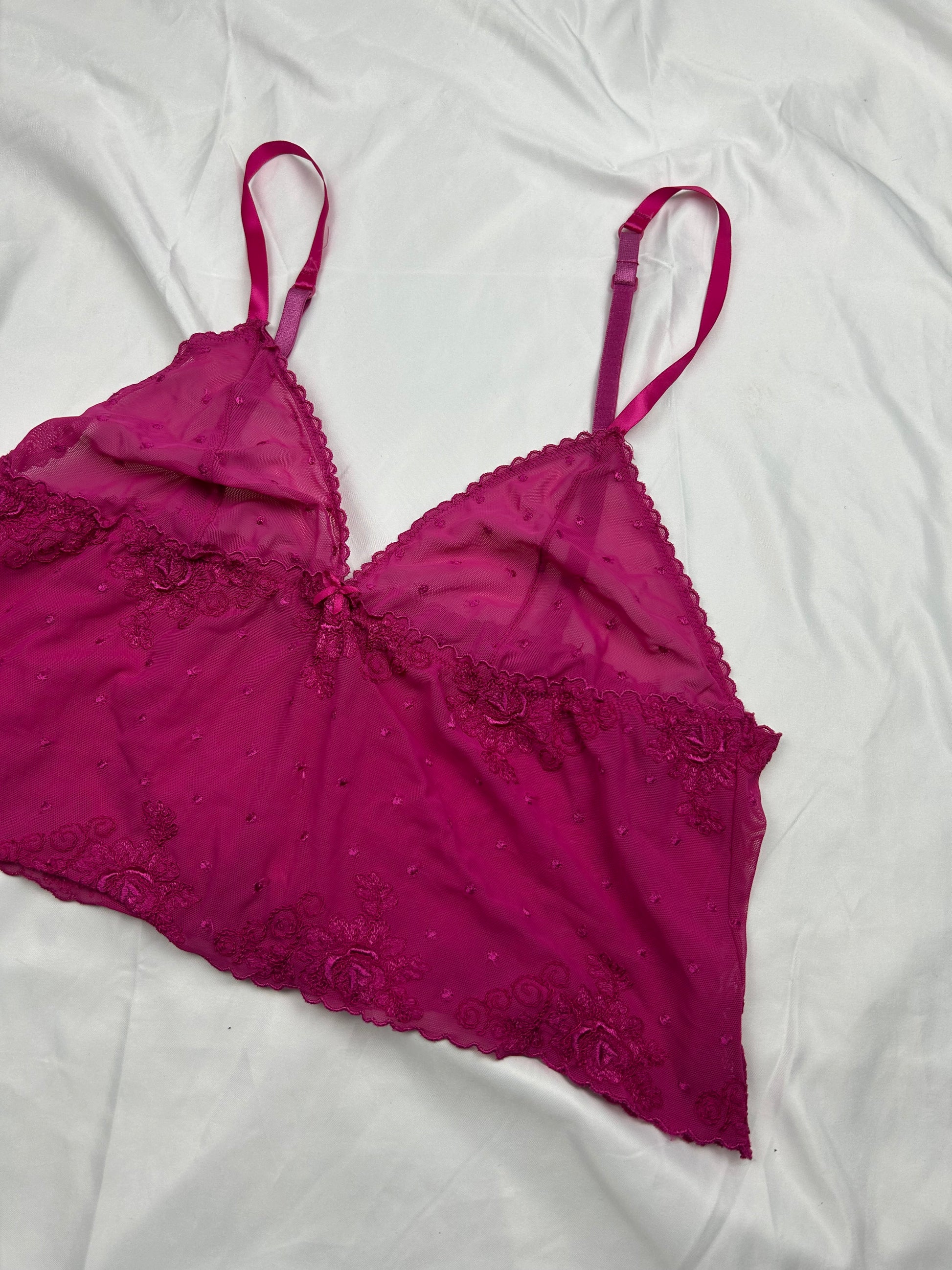 Pink mesh babydoll cami top (M/L)