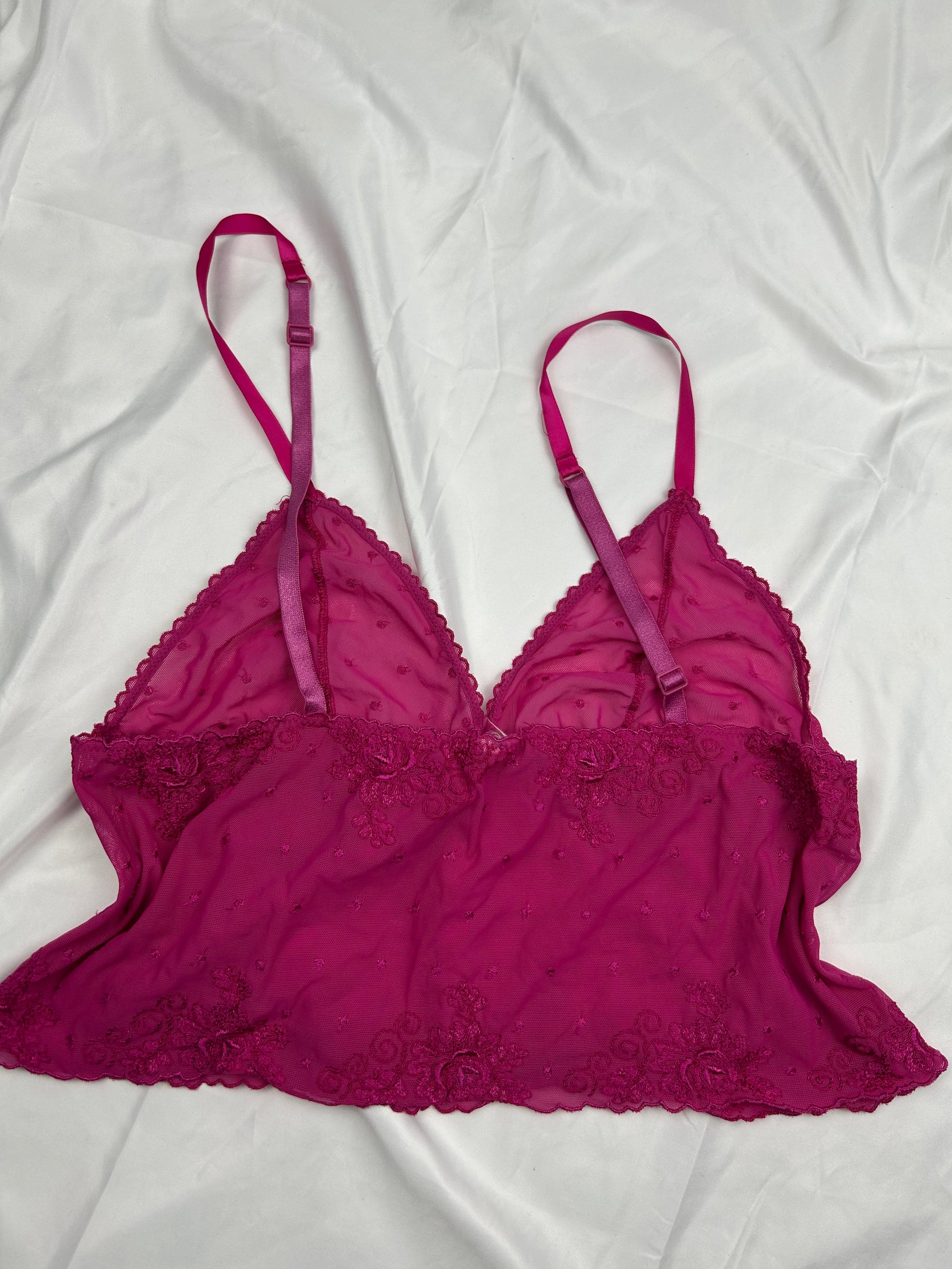 Pink mesh babydoll cami top (M/L)