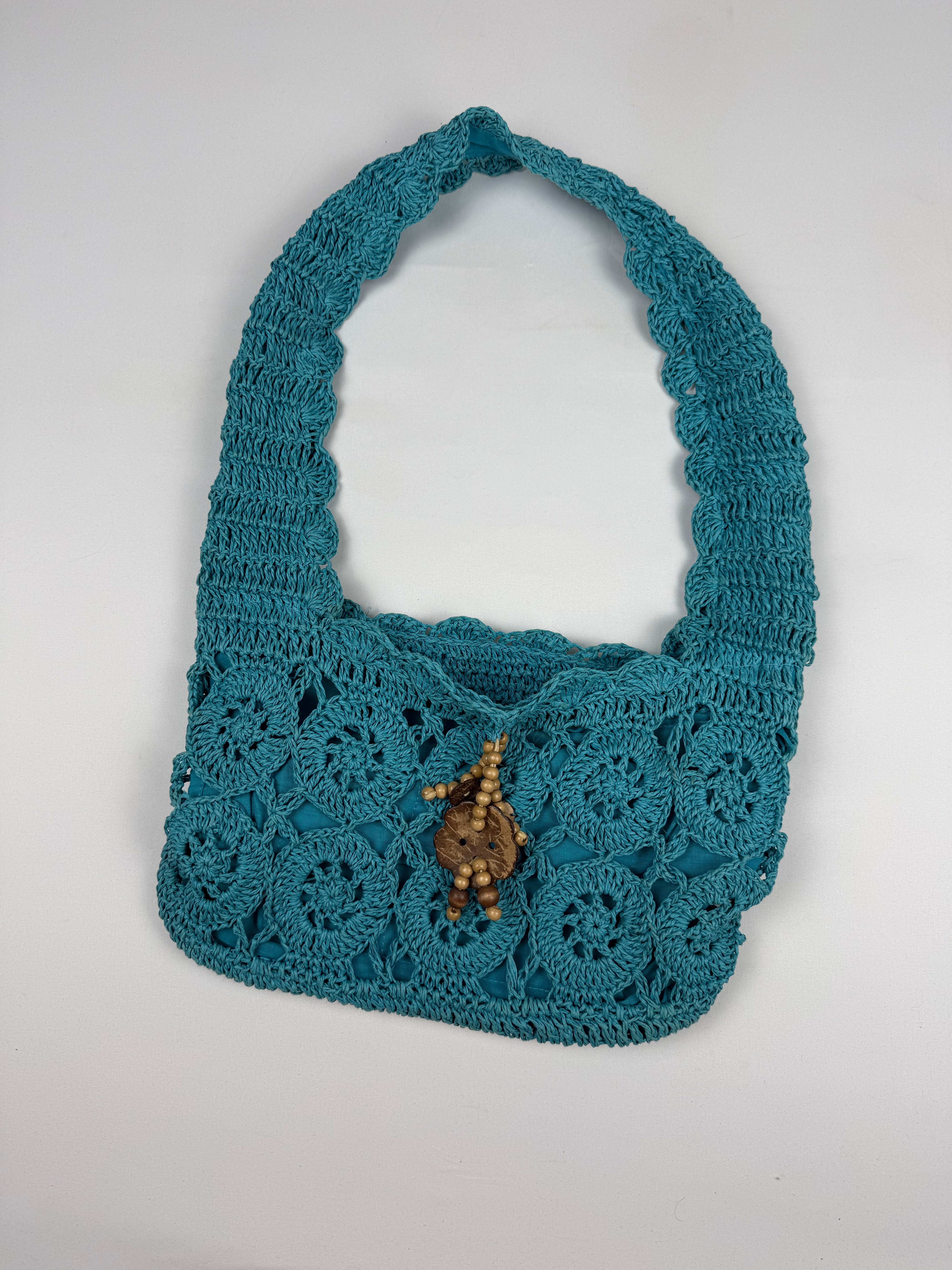 Blue crochet besace bag (20x34cm)
