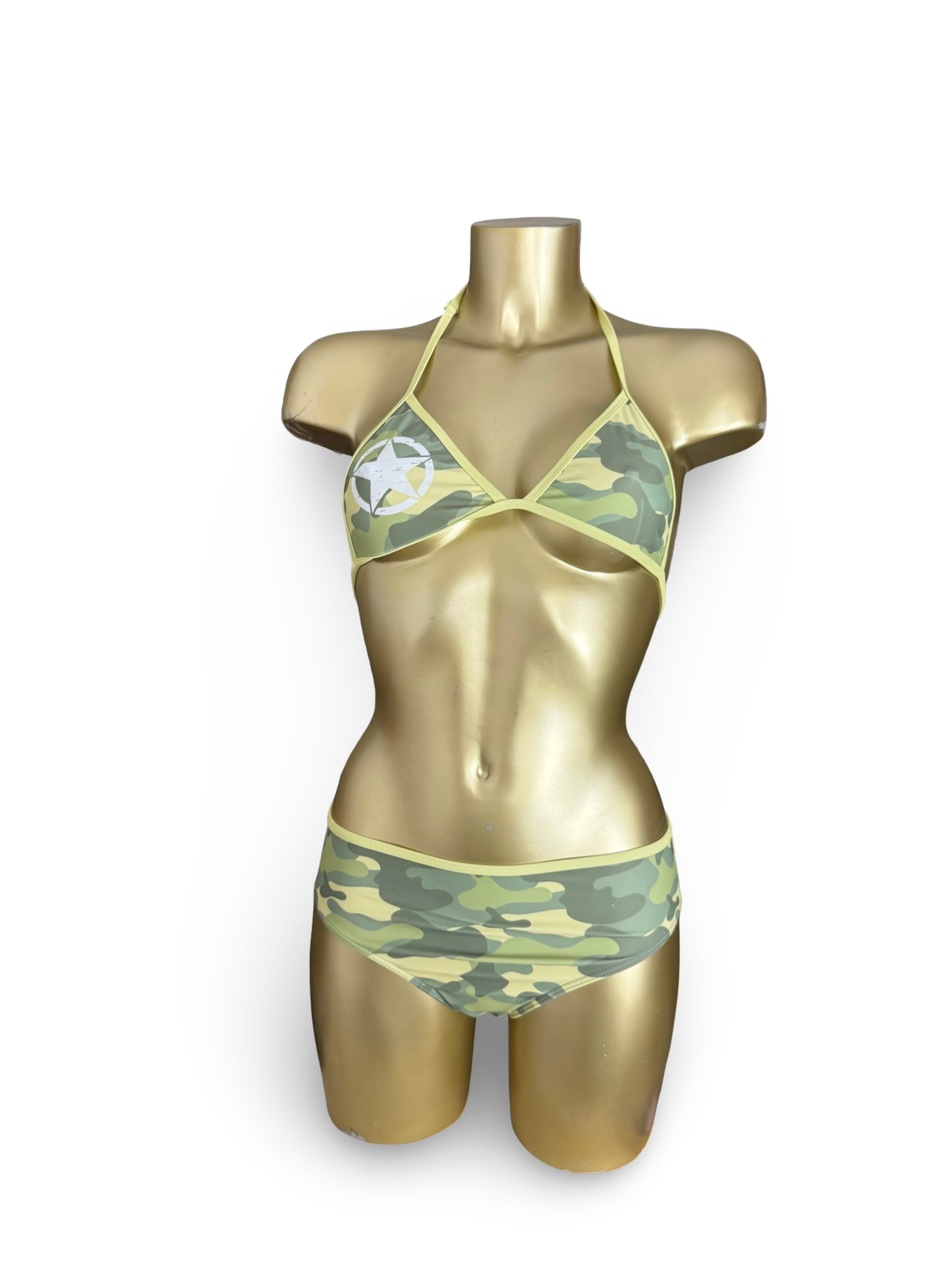 Khaki camo print bikini set (XS)
